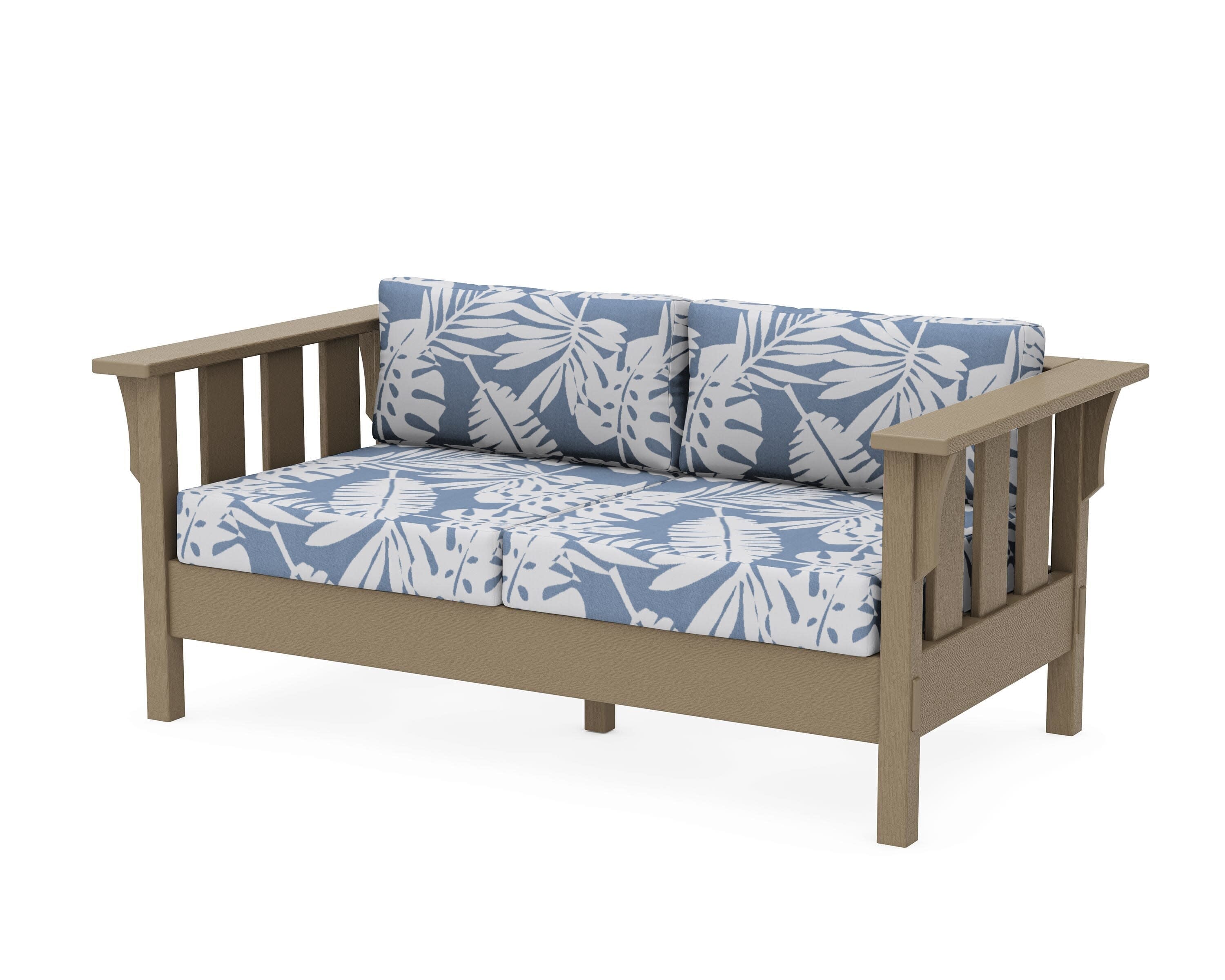 Acadia Deep Seating Loveseat in Vintage Sahara / Leaf Sky Blue