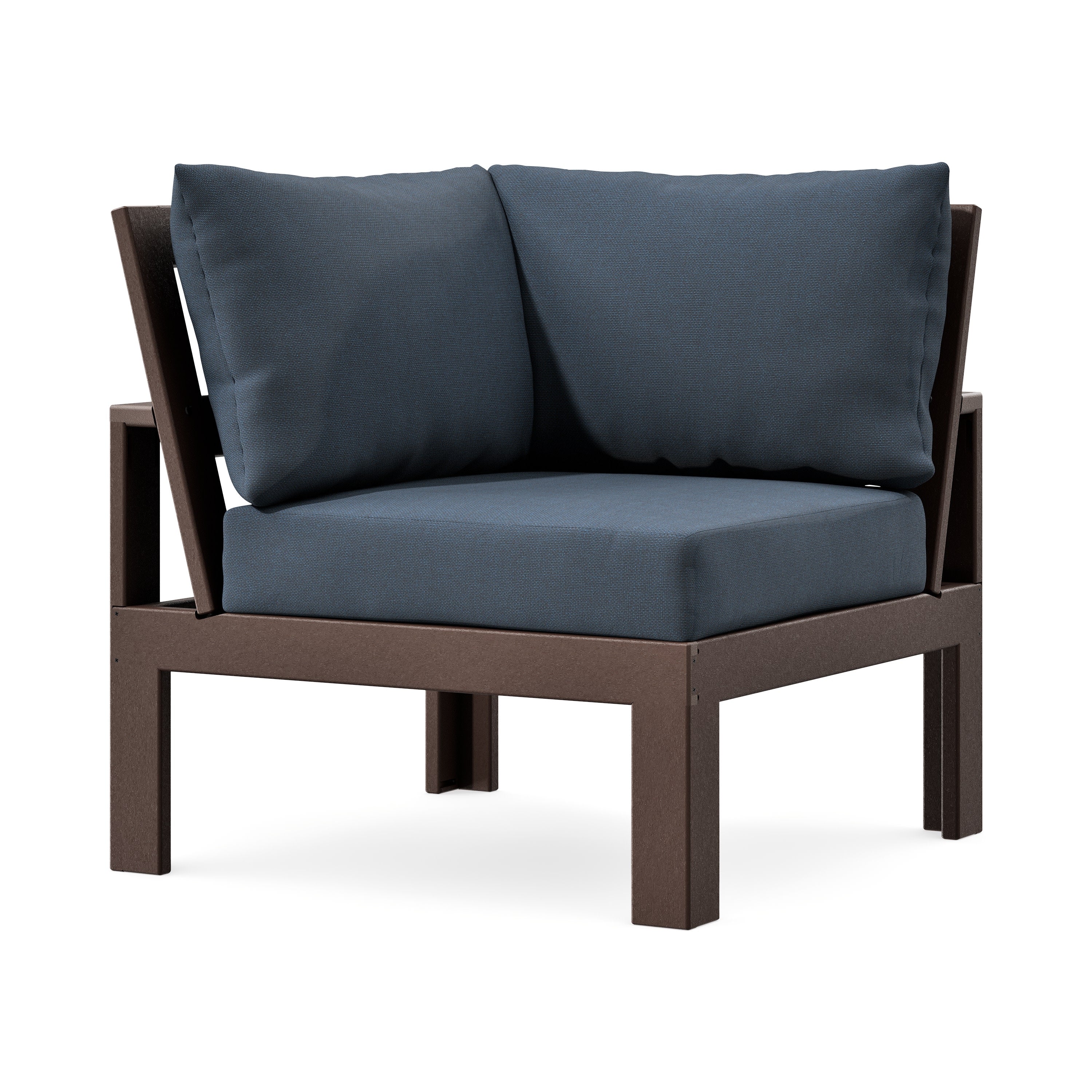 Modular Corner Chair in Mahogany / Marine Indigo