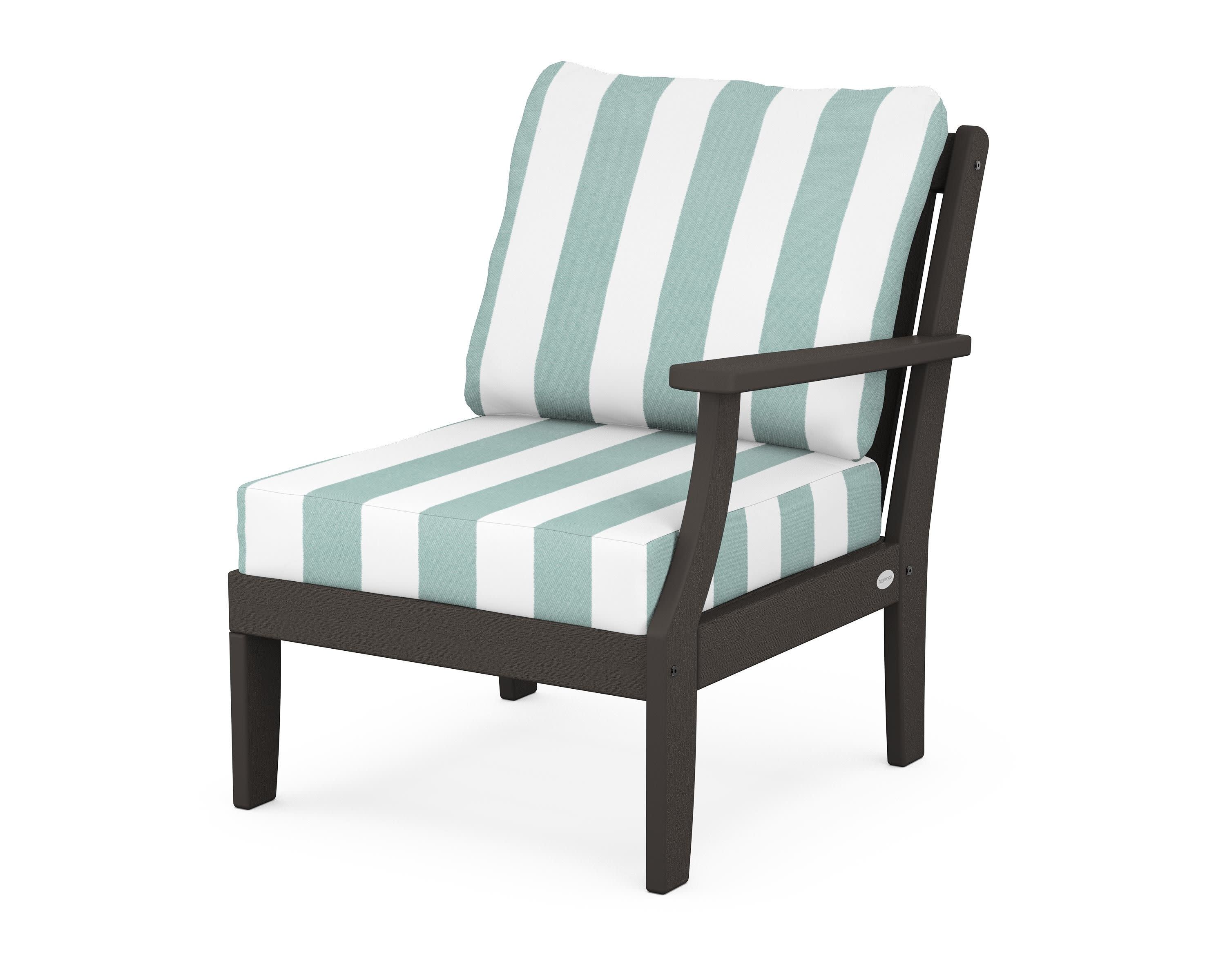 Braxton Modular Right Arm Chair in Vintage Coffee / Cabana Stripe Glacier Spa