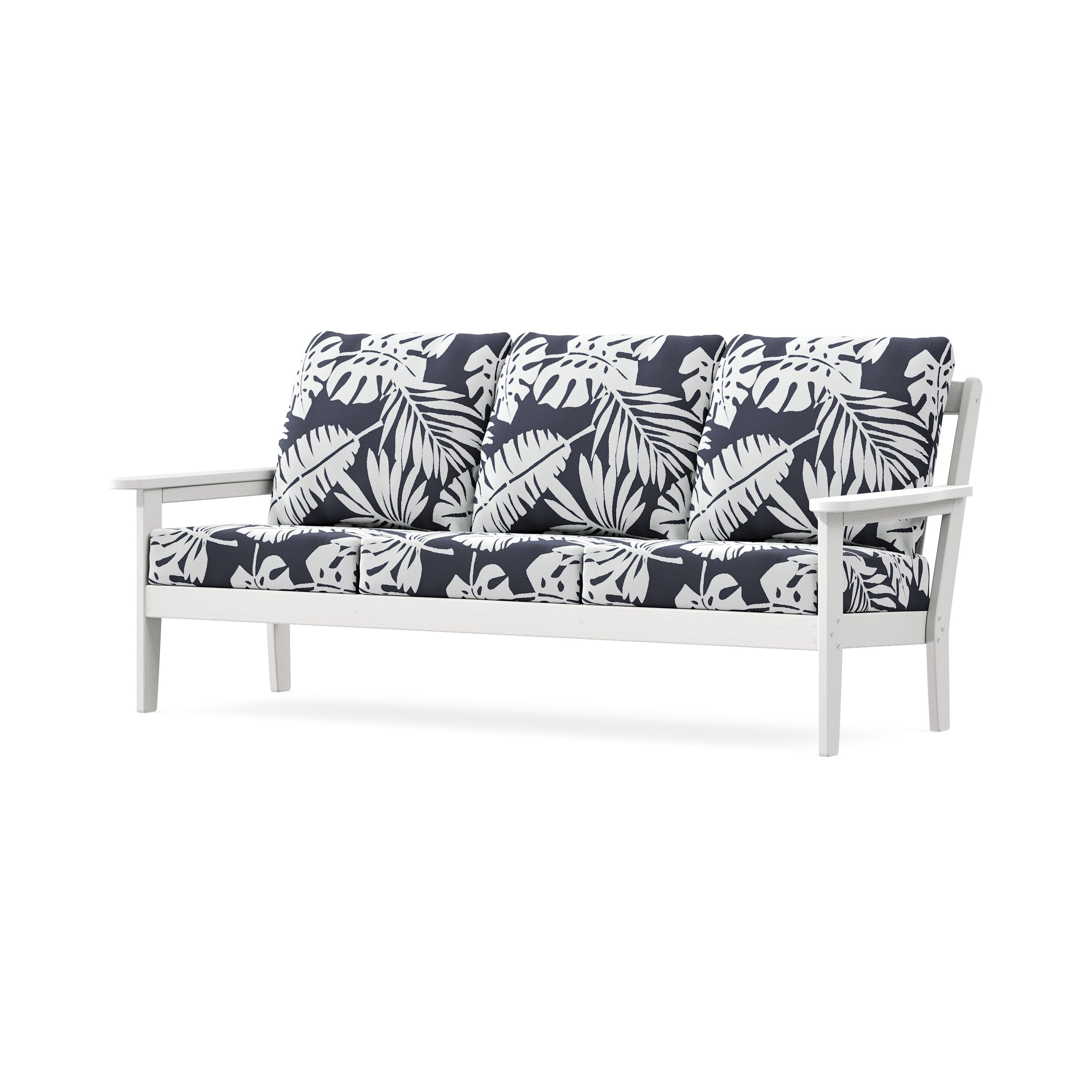 Cottage Deep Seating Sofa in Vintage White / Leaf Navy