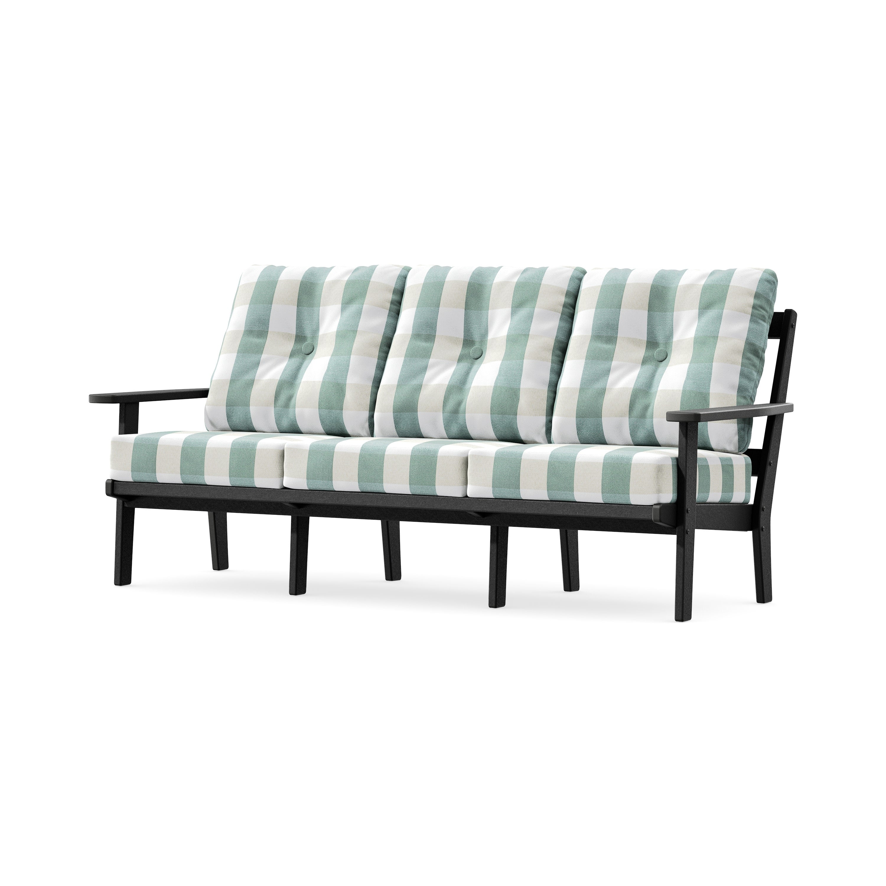 PrairieDeep Seating Sofa in Black / Buffalo Plaid Glacier Spa