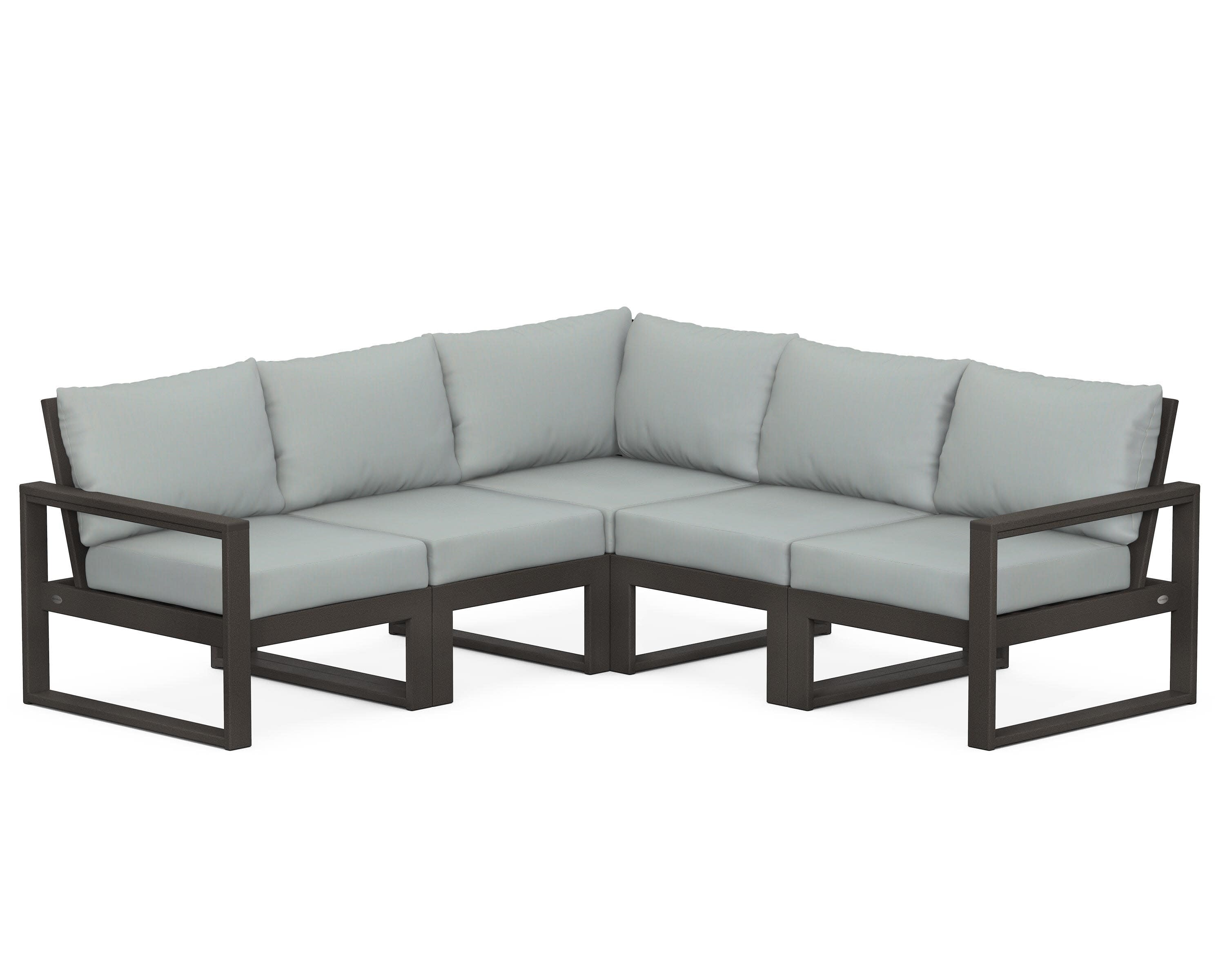 EDGE 5-Piece Modular Deep Seating Set in Vintage Coffee / Spa