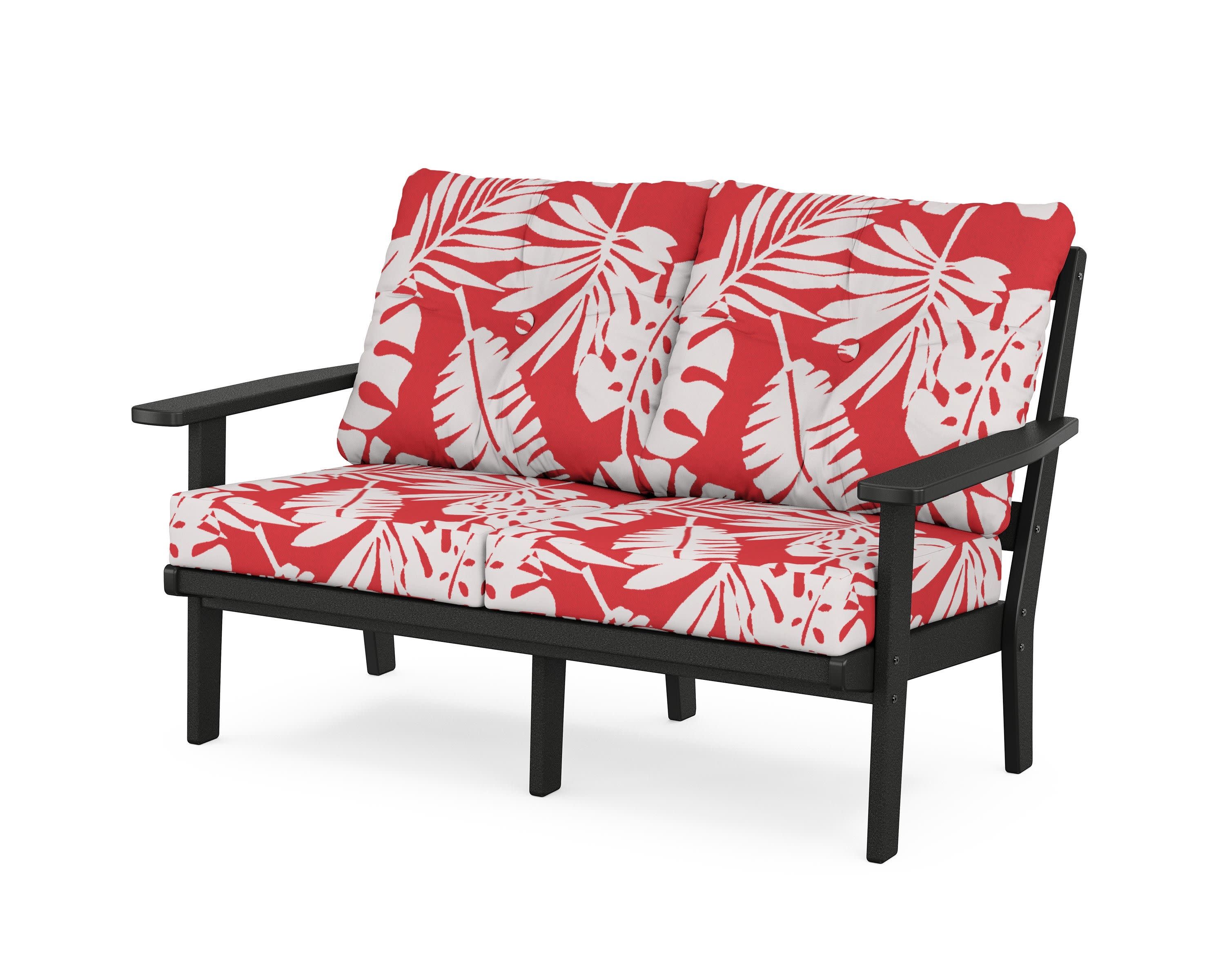 Oxford Deep SeatingLoveseat in Black / Leaf Crimson