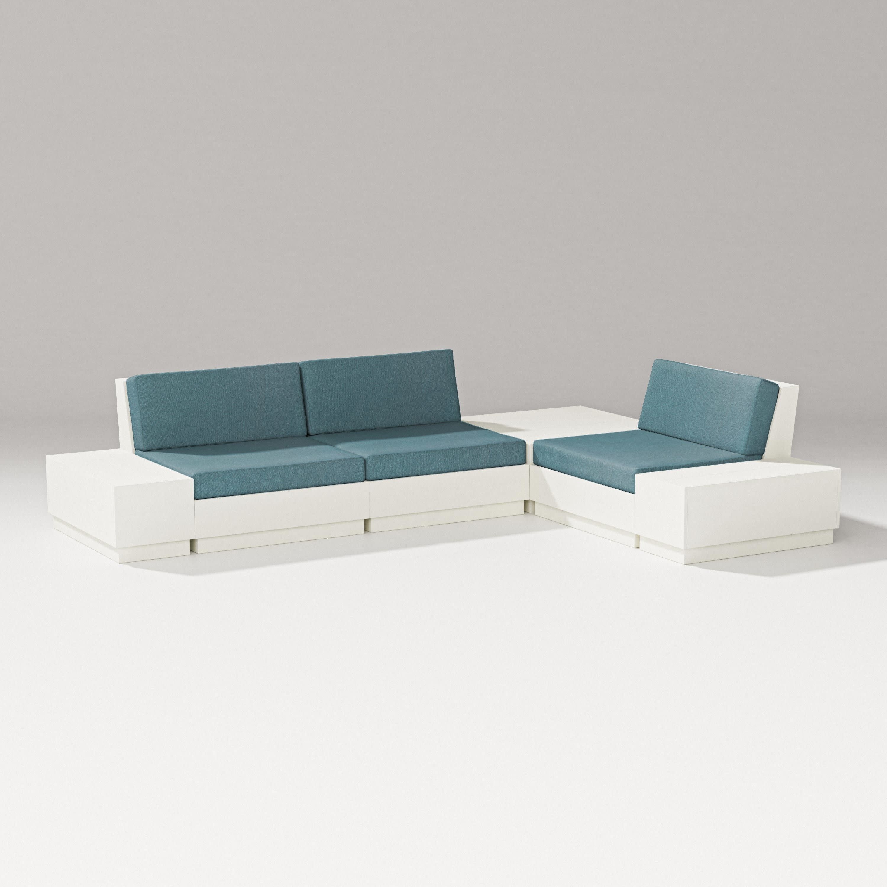 Elevate 6-Piece Corner Sectional in Vintage White / Ocean Teal