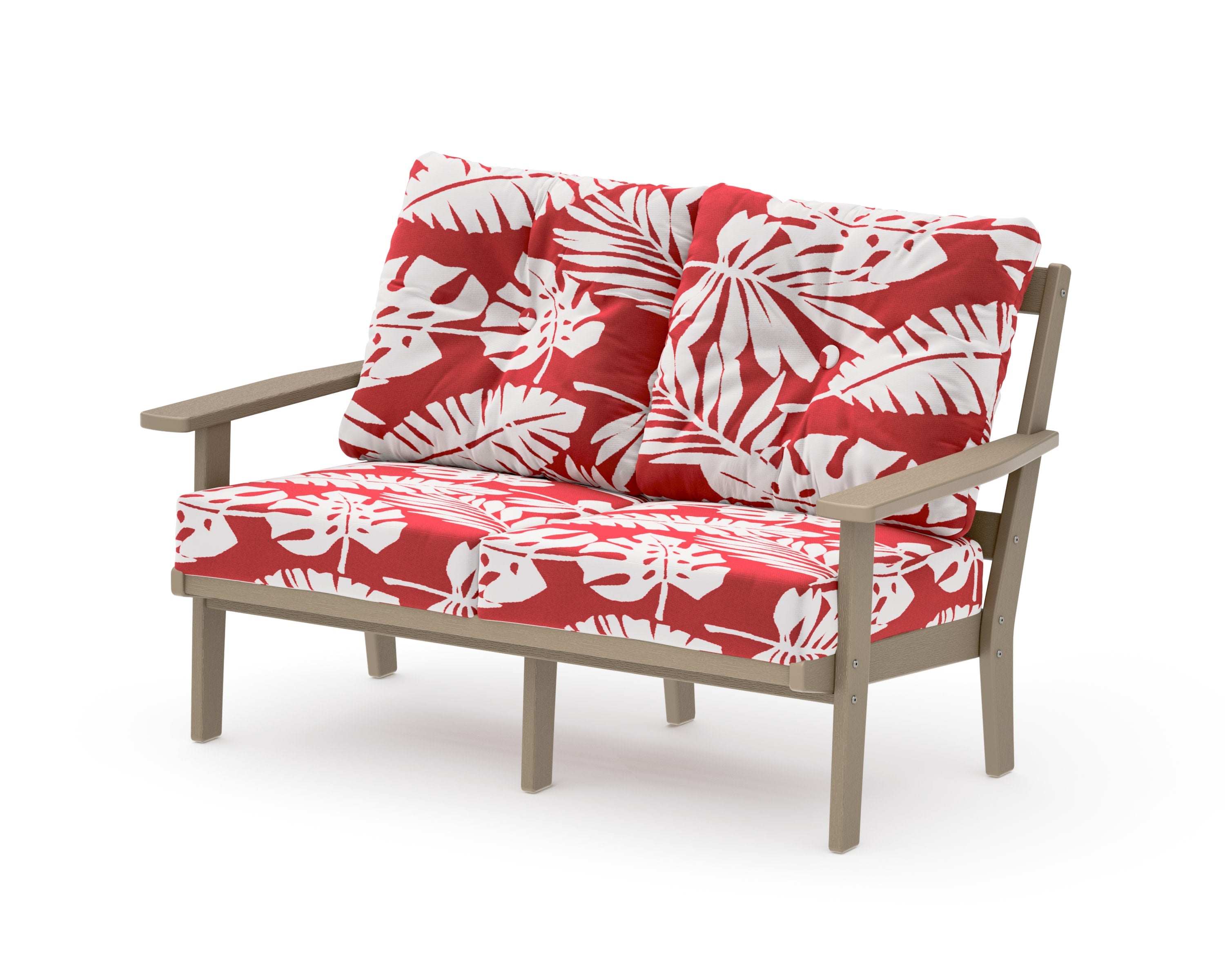 Oxford Deep SeatingLoveseat in Vintage Sahara / Leaf Crimson