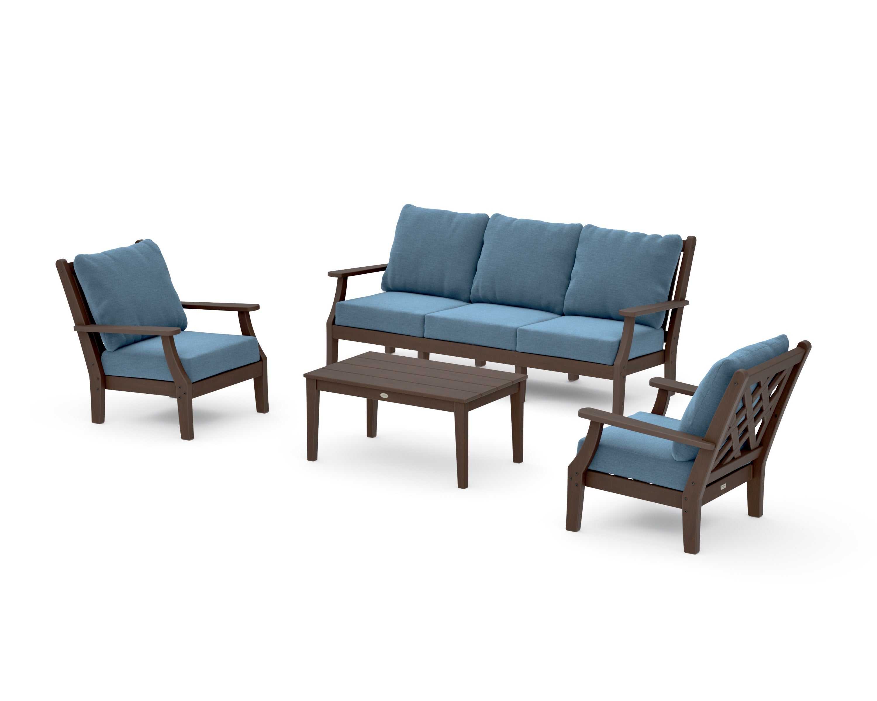 Wovendale 4-Piece Deep Seating Set with Sofa in Kona / Sky Blue