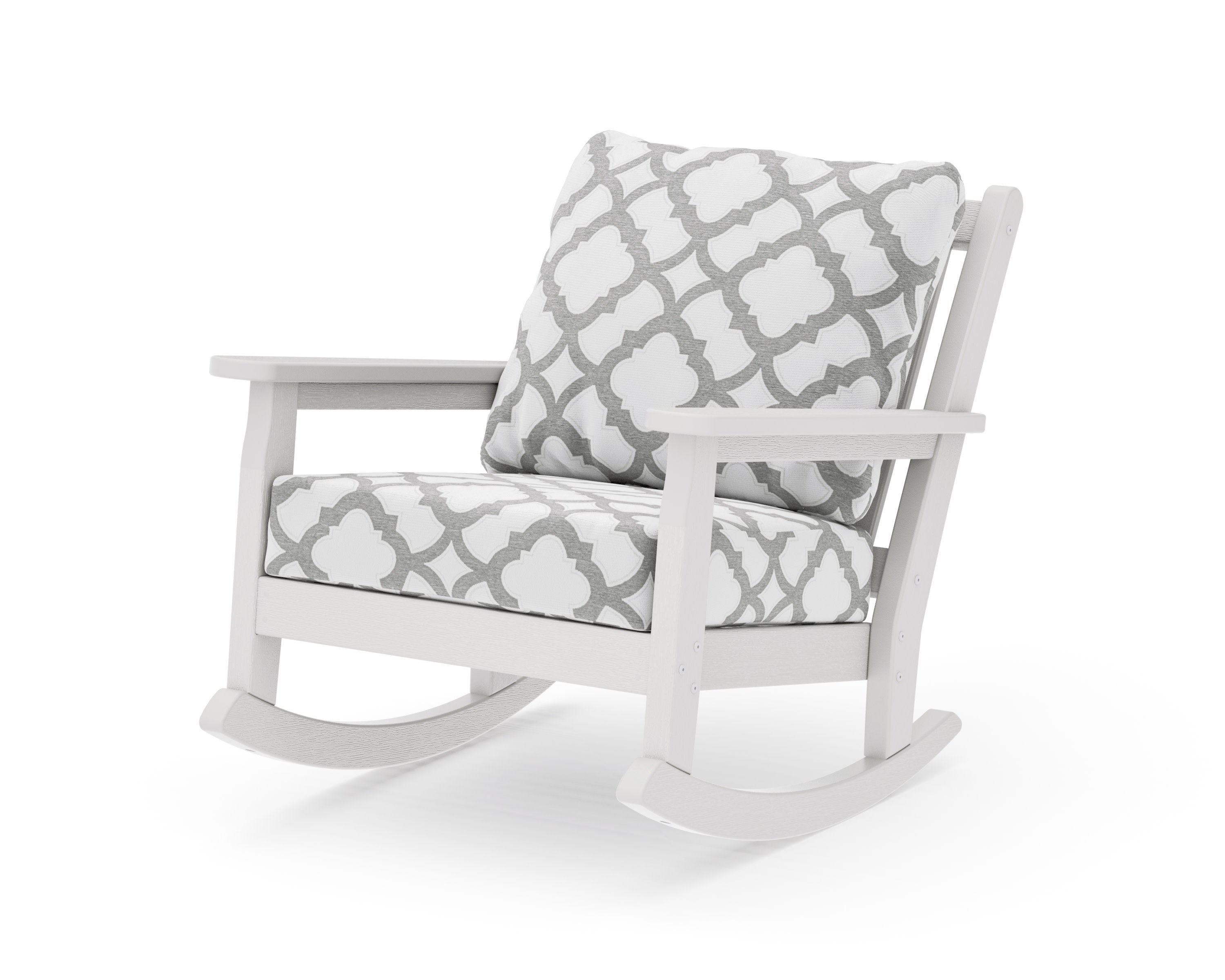 Chippendale Deep Seating Rocking Chair in Vintage White / Trellis Grey Mist