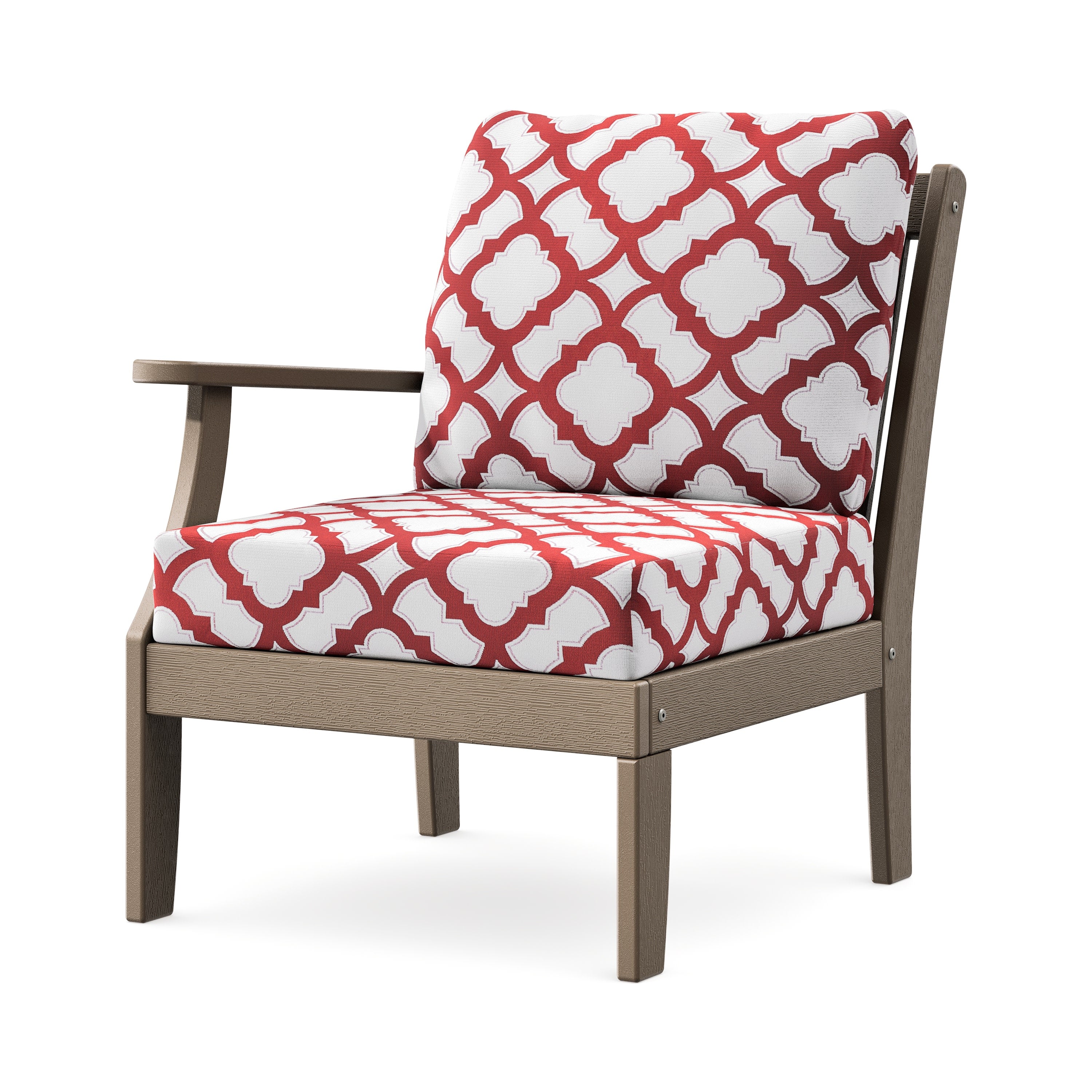 Braxton Modular Left Arm Chair in Vintage Sahara / Trellis Crimson