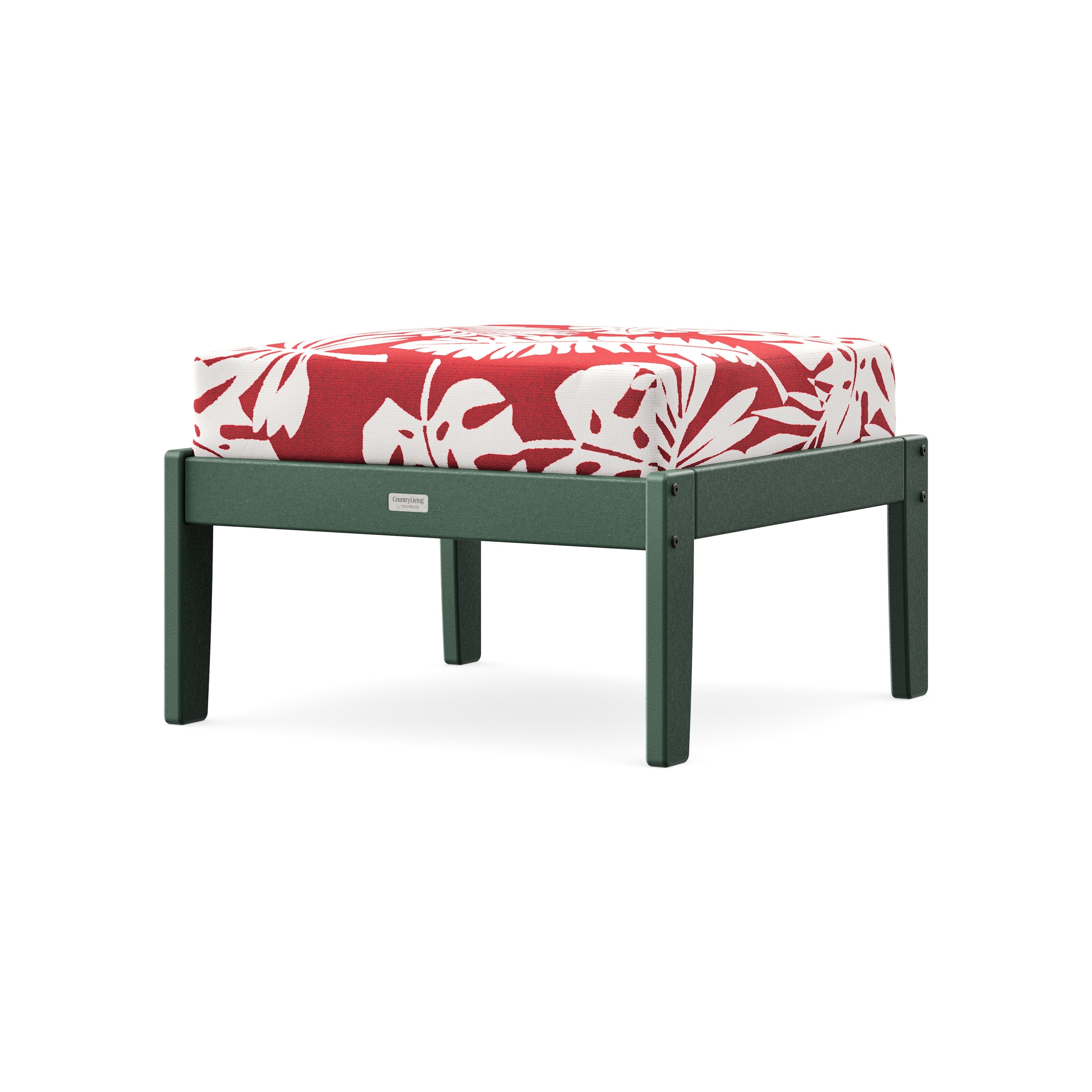 Cottage Deep Seating Ottoman in Green / Leaf Crimson