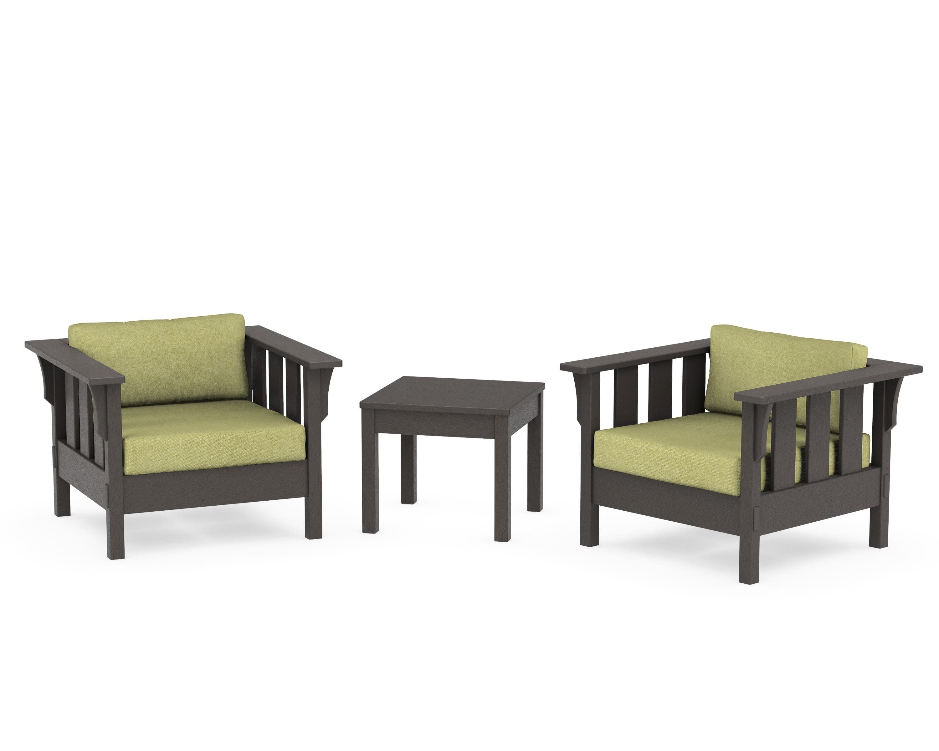 Acadia 3-Piece Deep Seating Set in Vintage Coffee / Chartreuse Boucle
