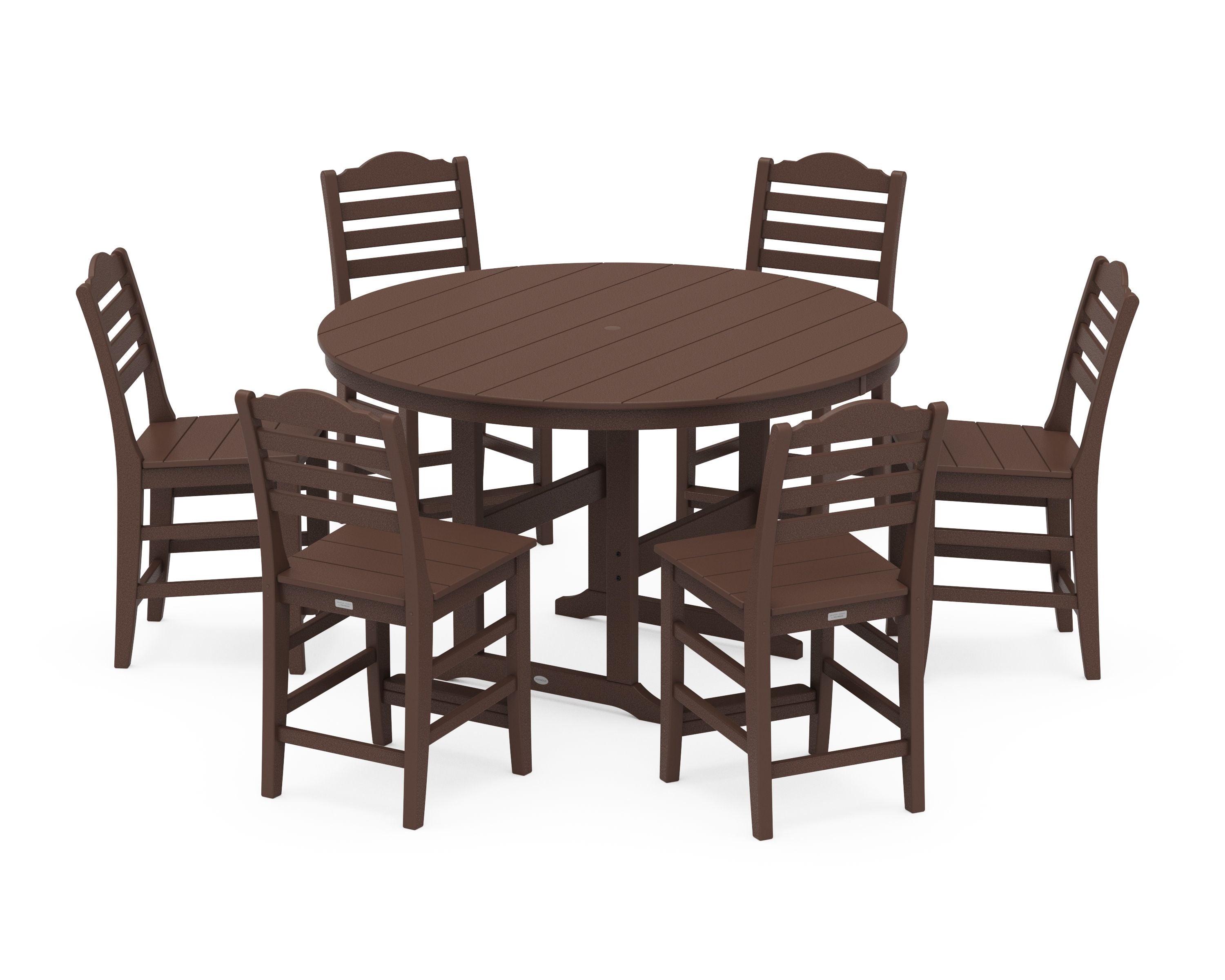 Savannah 7-Piece Farmhouse Side Chair Round Counter Set in Mahogany