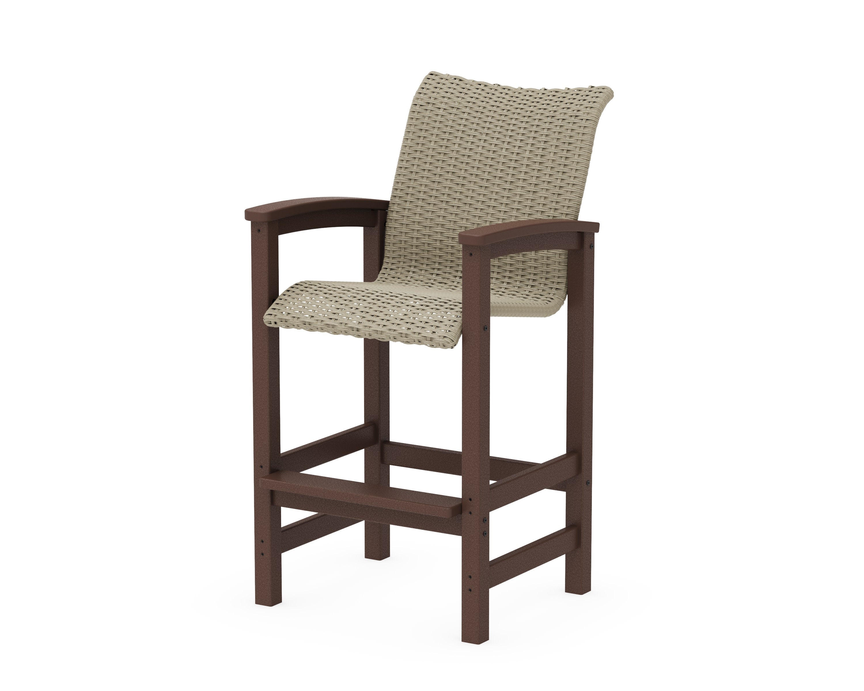 Coastal Woven Bar Chair in Mahogany / Dune Grass