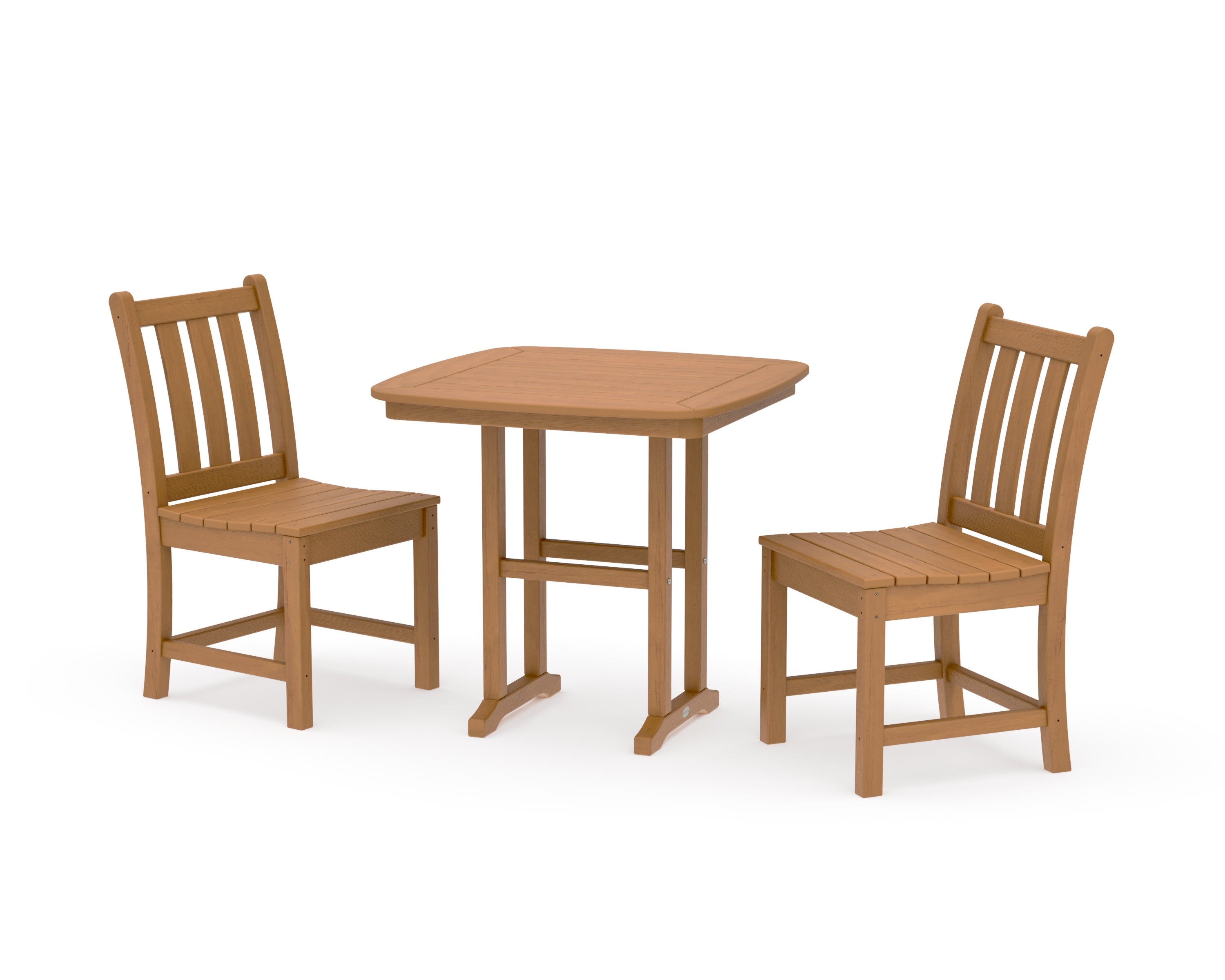 Traditional Garden Side Chair 3-Piece Dining Set in Natural