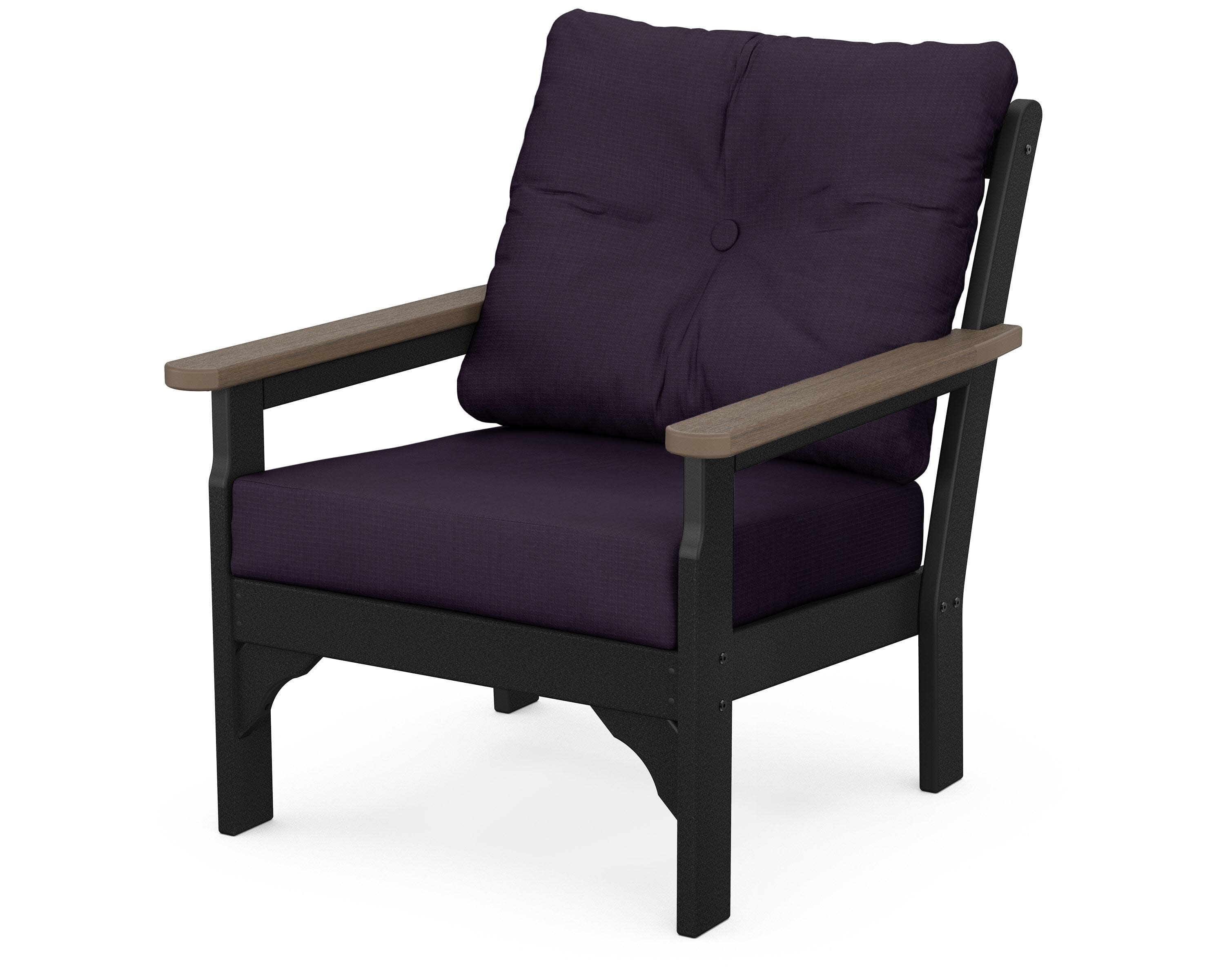 Vineyard Deep Seating Chair in White / Kona / Navy Linen