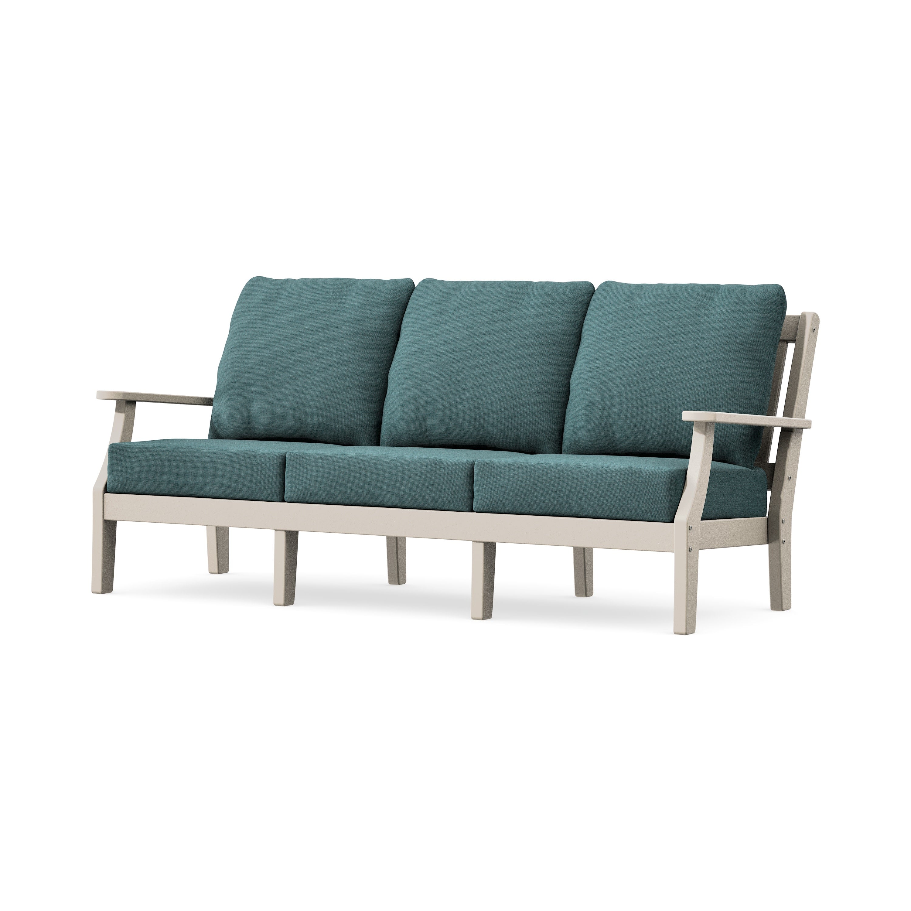 Chinoiserie Deep Seating Sofa in Sand / Ocean Teal