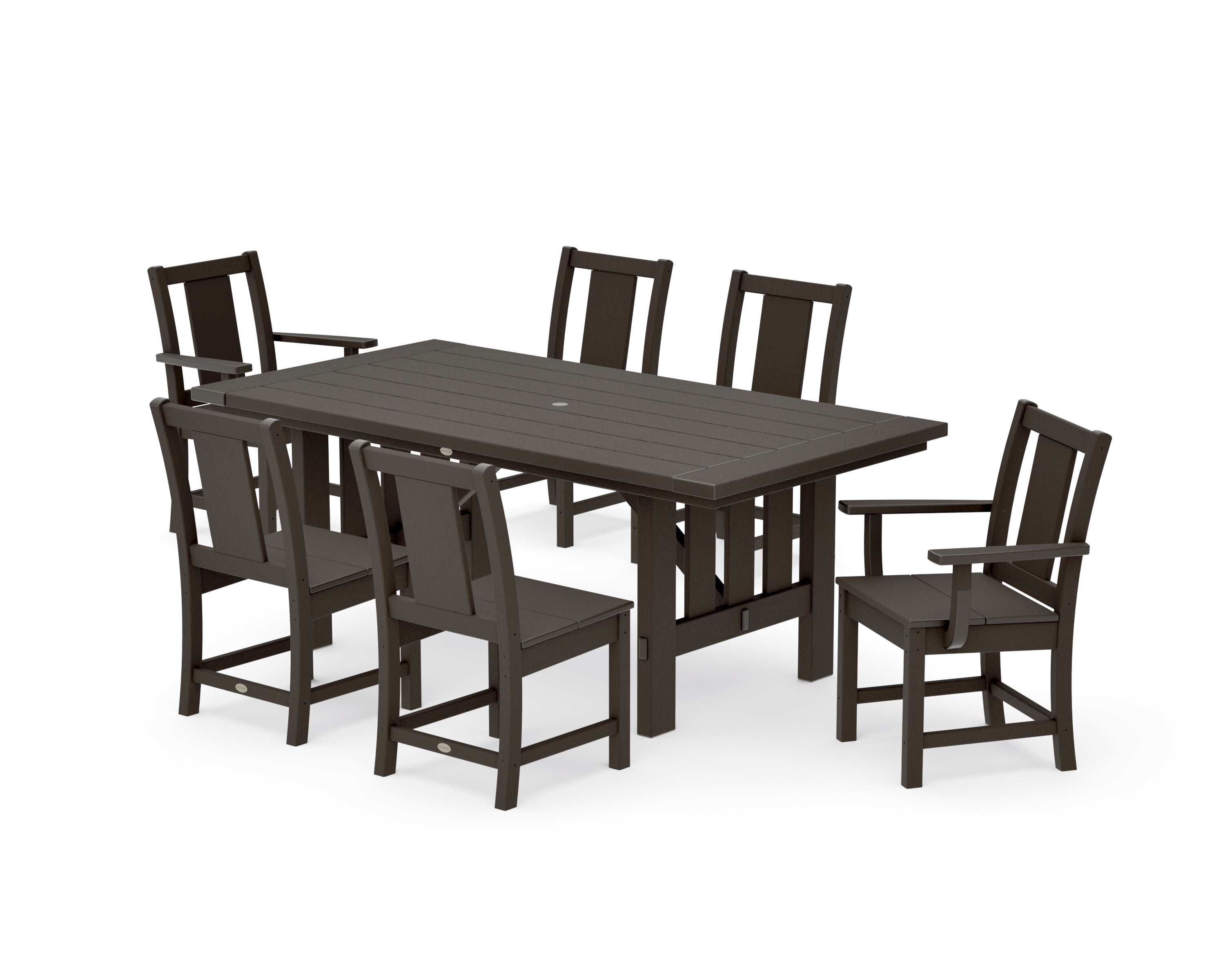 Prairie 7-Piece Dining Set with Mission Table in Vintage Coffee