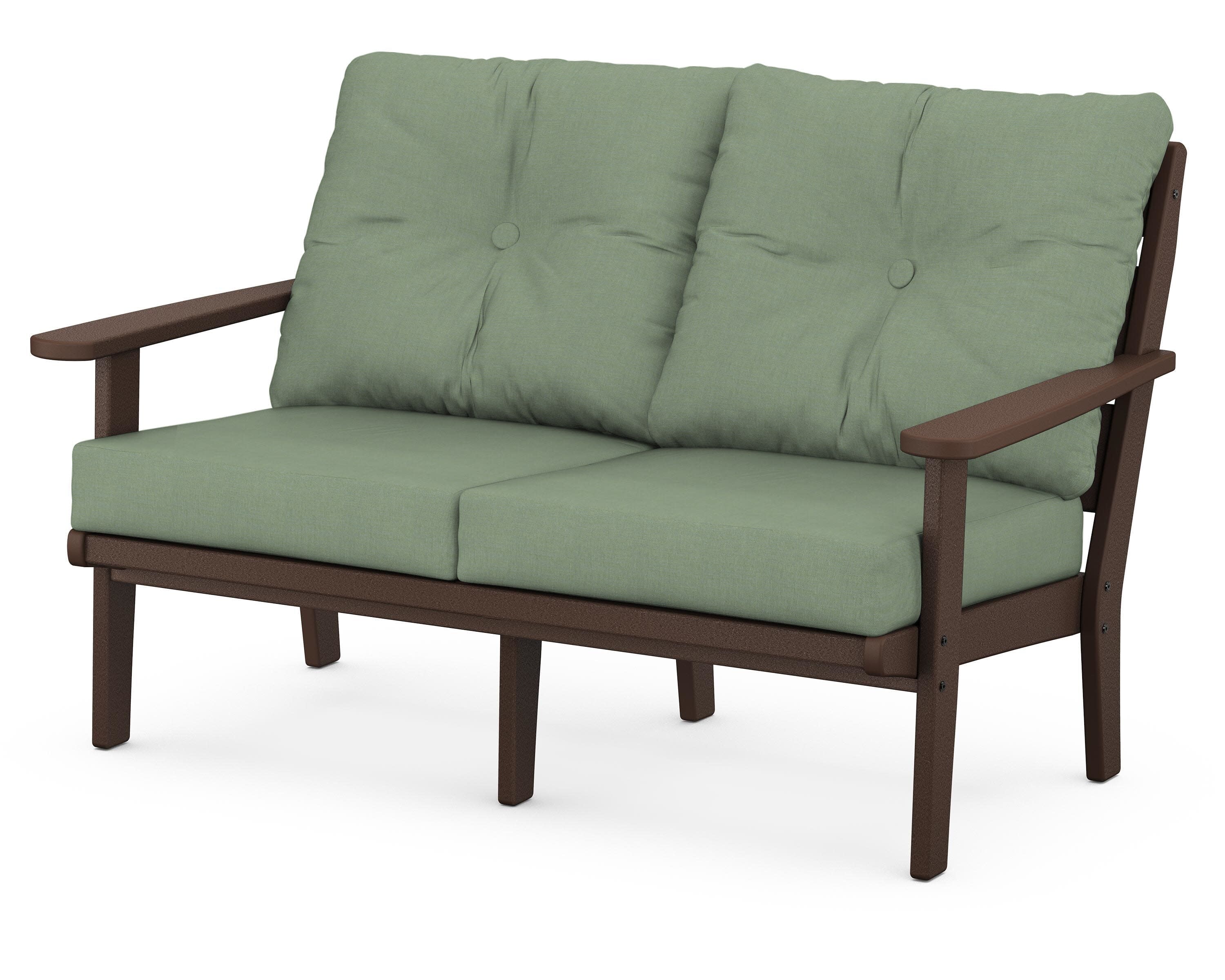 Lakeside Deep Seating Loveseat in Mahogany / Exhale Rainwashed