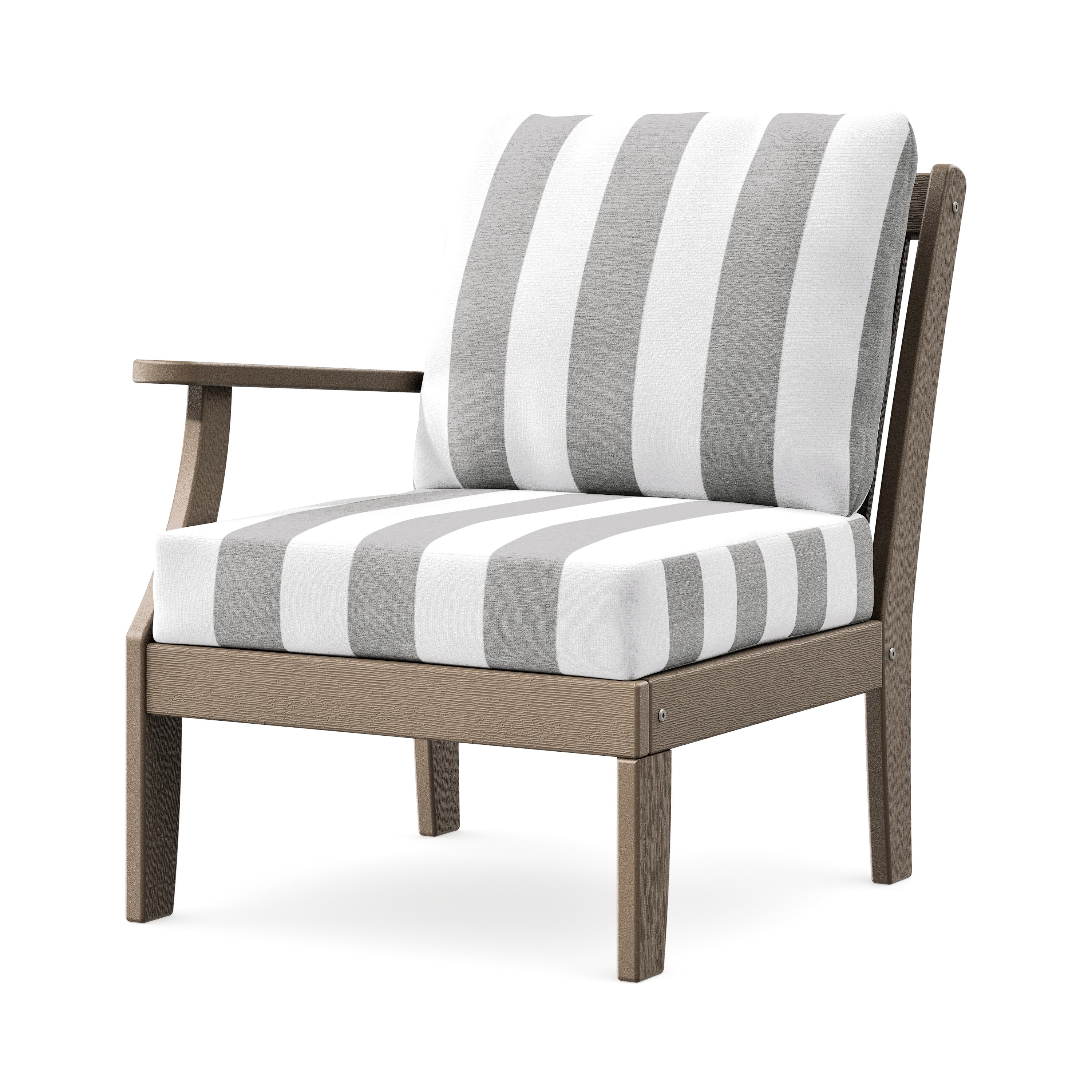 Braxton Modular Left Arm Chair in Vintage Sahara / Cabana Stripe Grey Mist