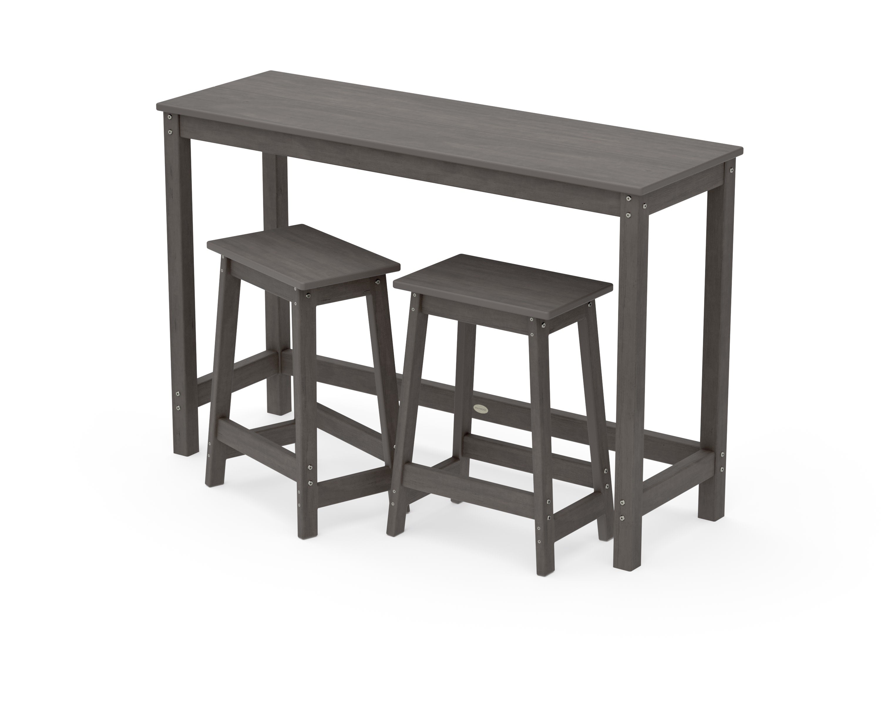 Modern Studio Stool 3-Piece Counter Balcony Set in Driftwood