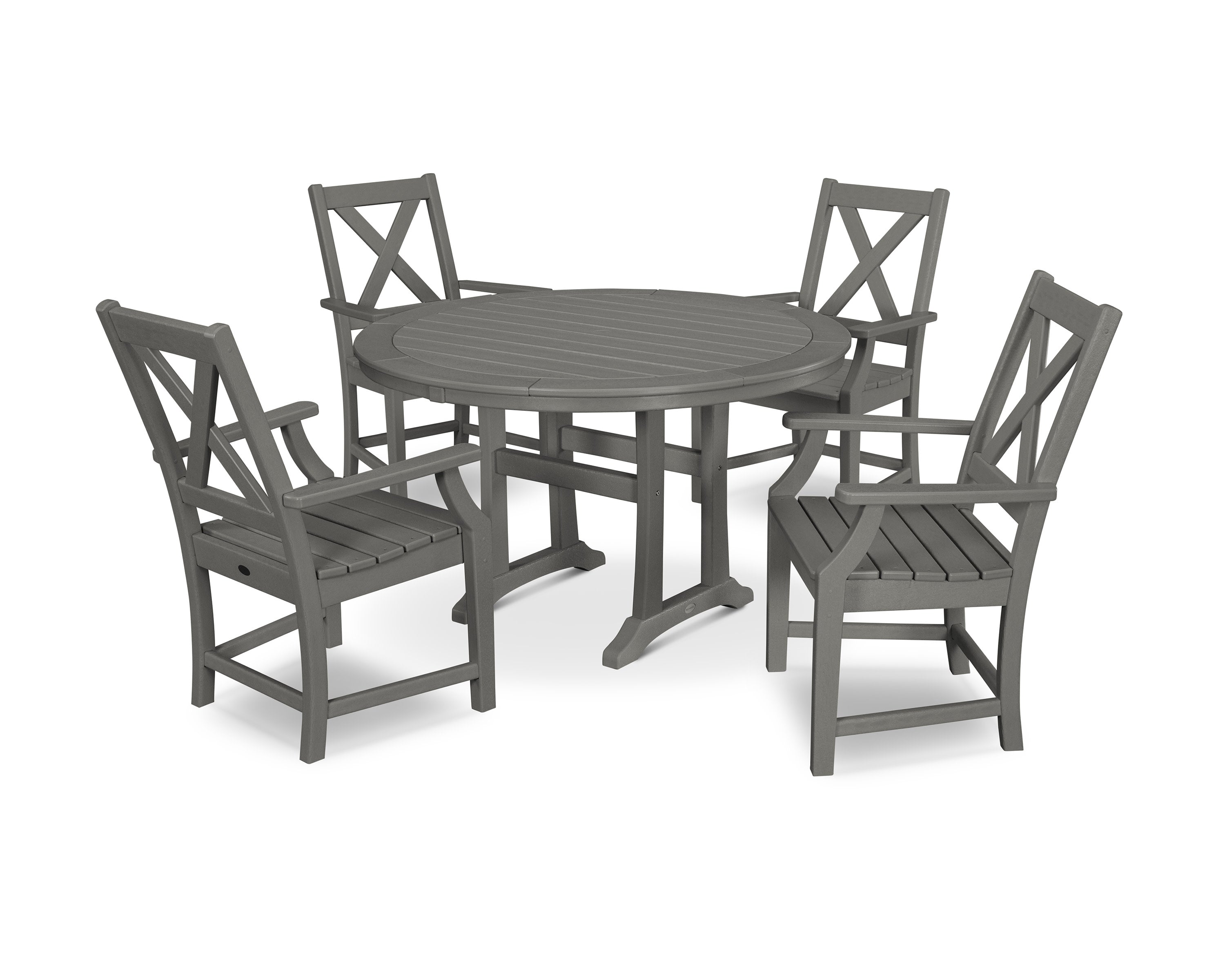 Braxton 5-Piece Nautical Trestle Arm Chair Dining Set in Slate Grey