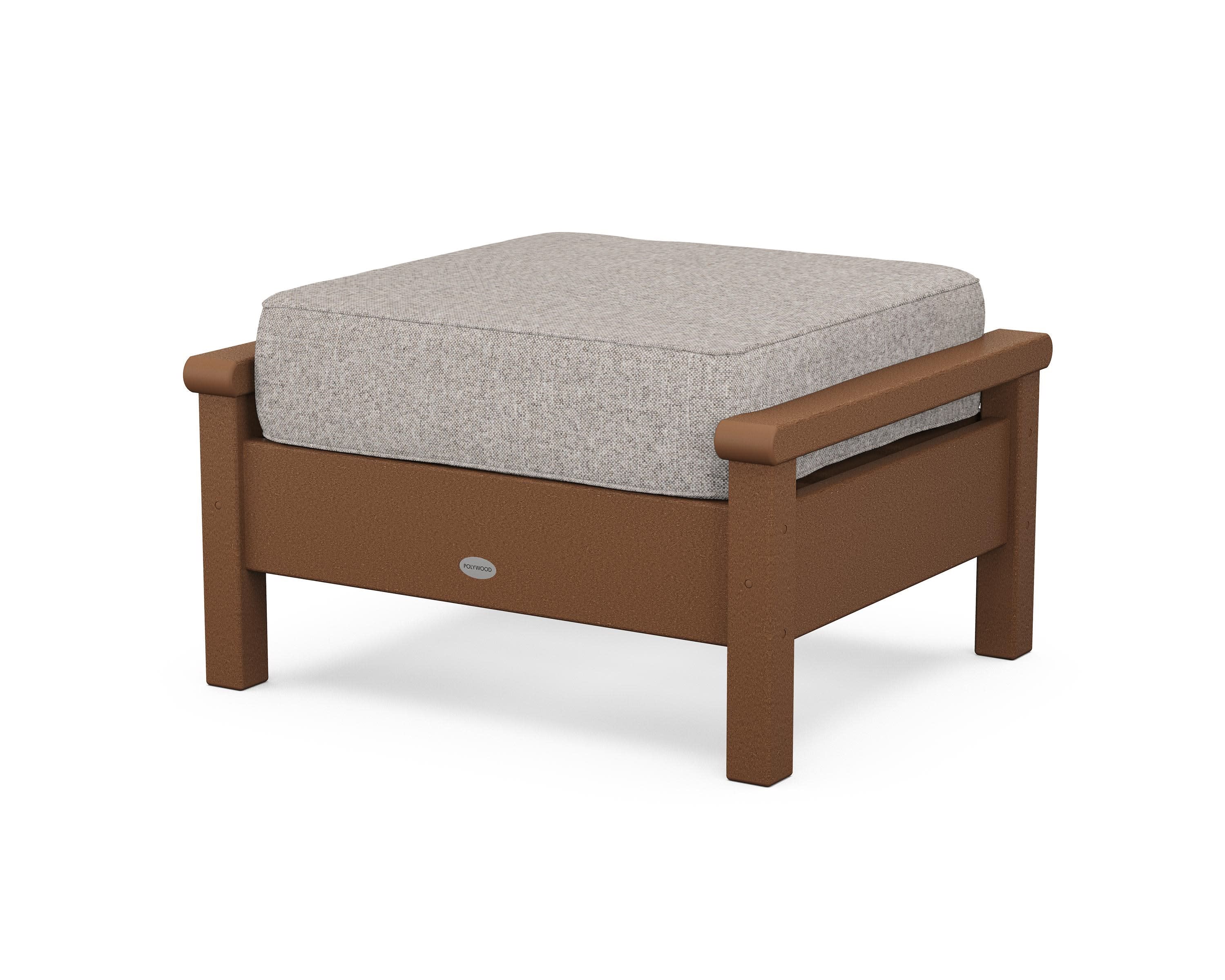 Harbour Deep Seating Ottoman in Teak / Weathered Tweed