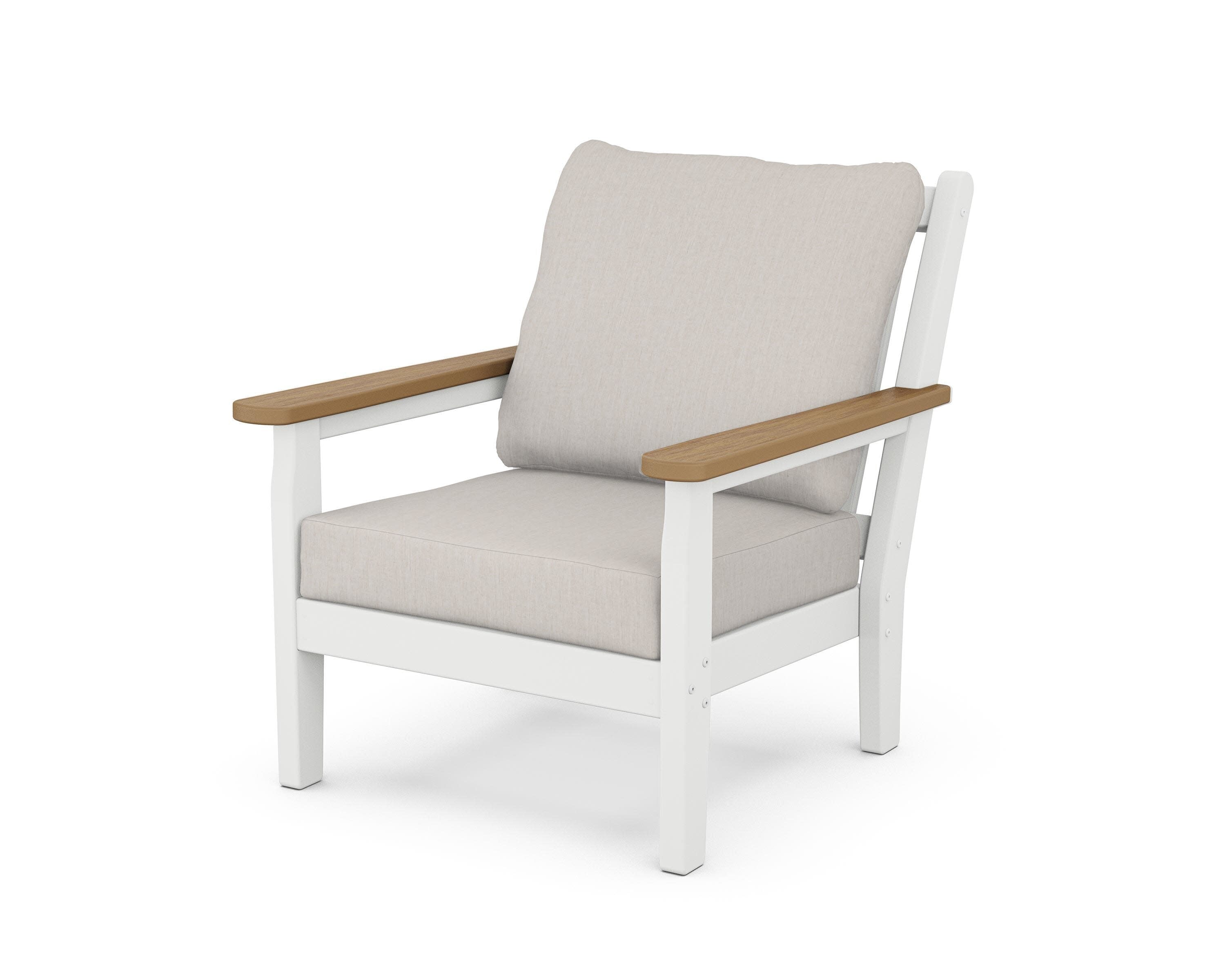 Chippendale Deep Seating Chair in White / Natural / Cast Ash