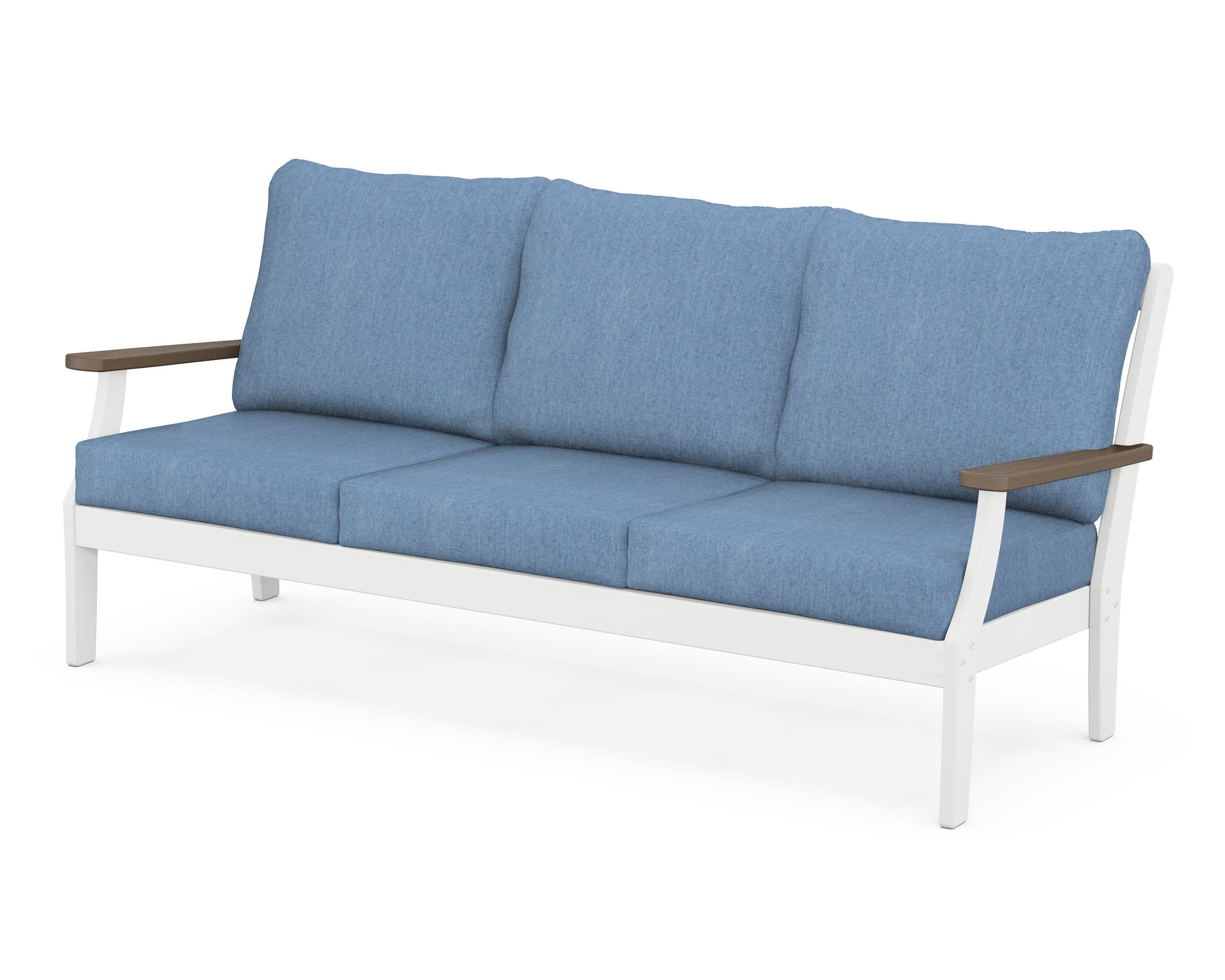 Braxton Deep Seating Sofa in White / Kona / Sky Blue
