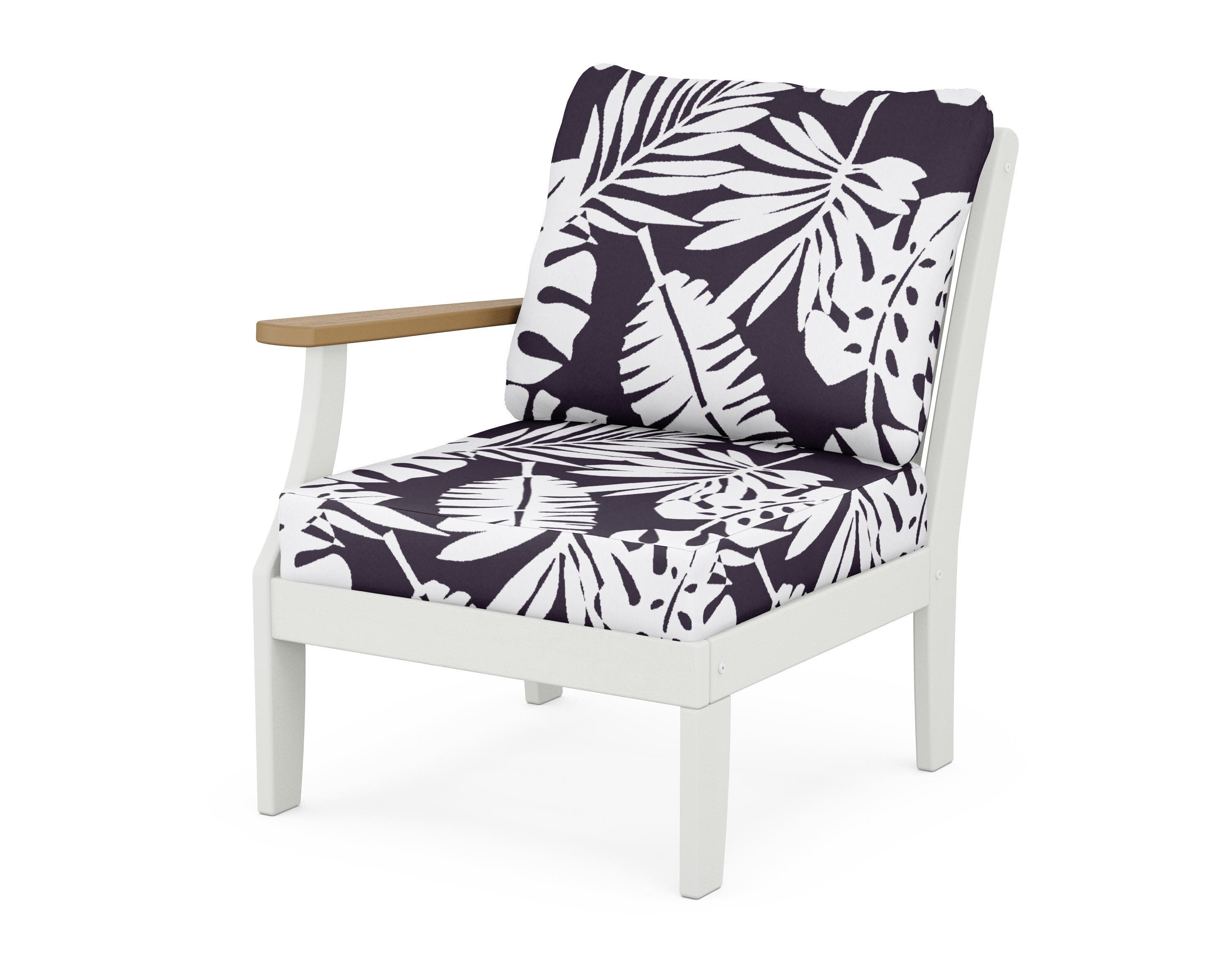 Braxton Modular Left Arm Chair in White / Natural / Leaf Navy