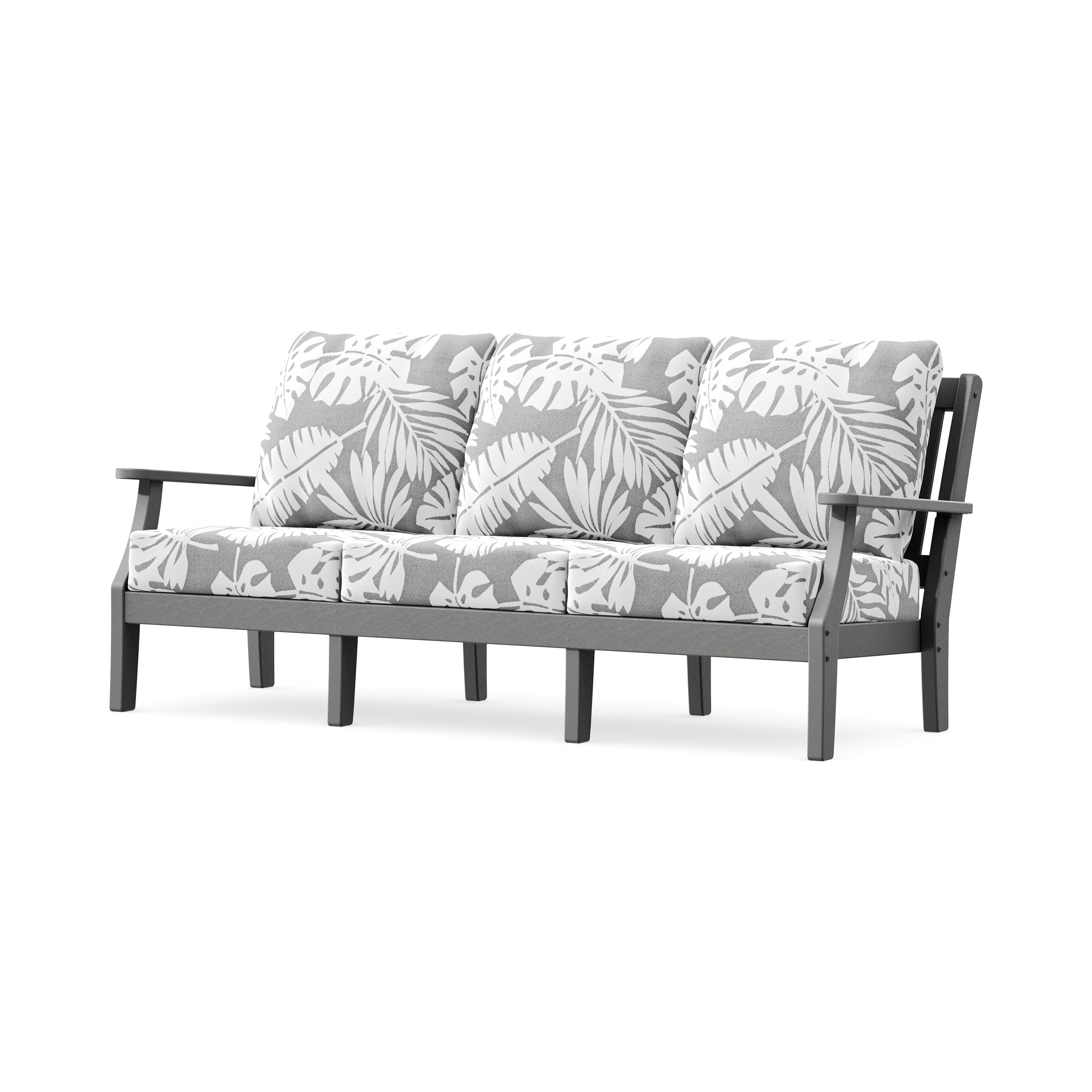Chinoiserie Deep Seating Sofa in Slate Grey / Leaf Grey Mist