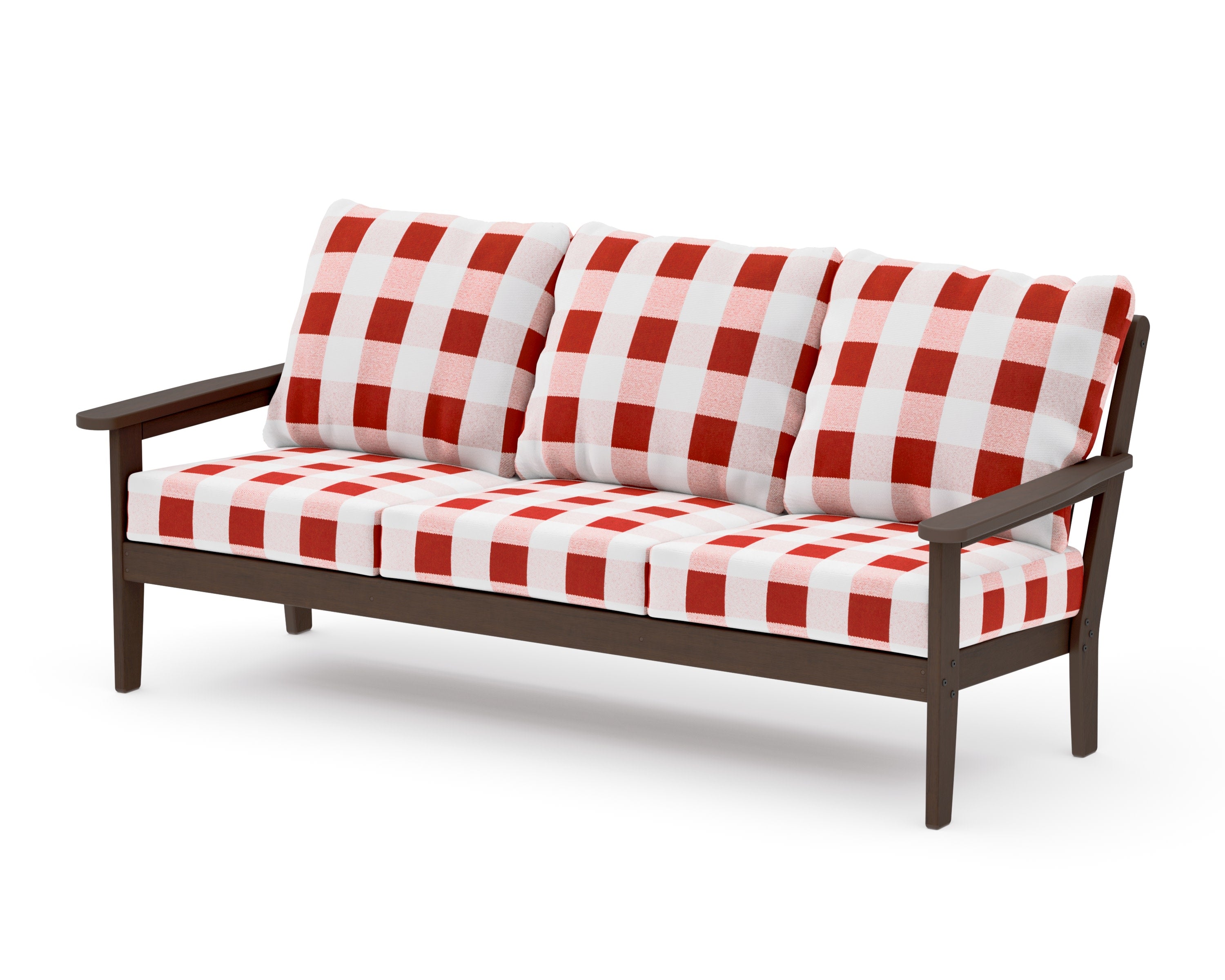 Cottage Deep Seating Sofa in Kona / Buffalo Plaid Crimson