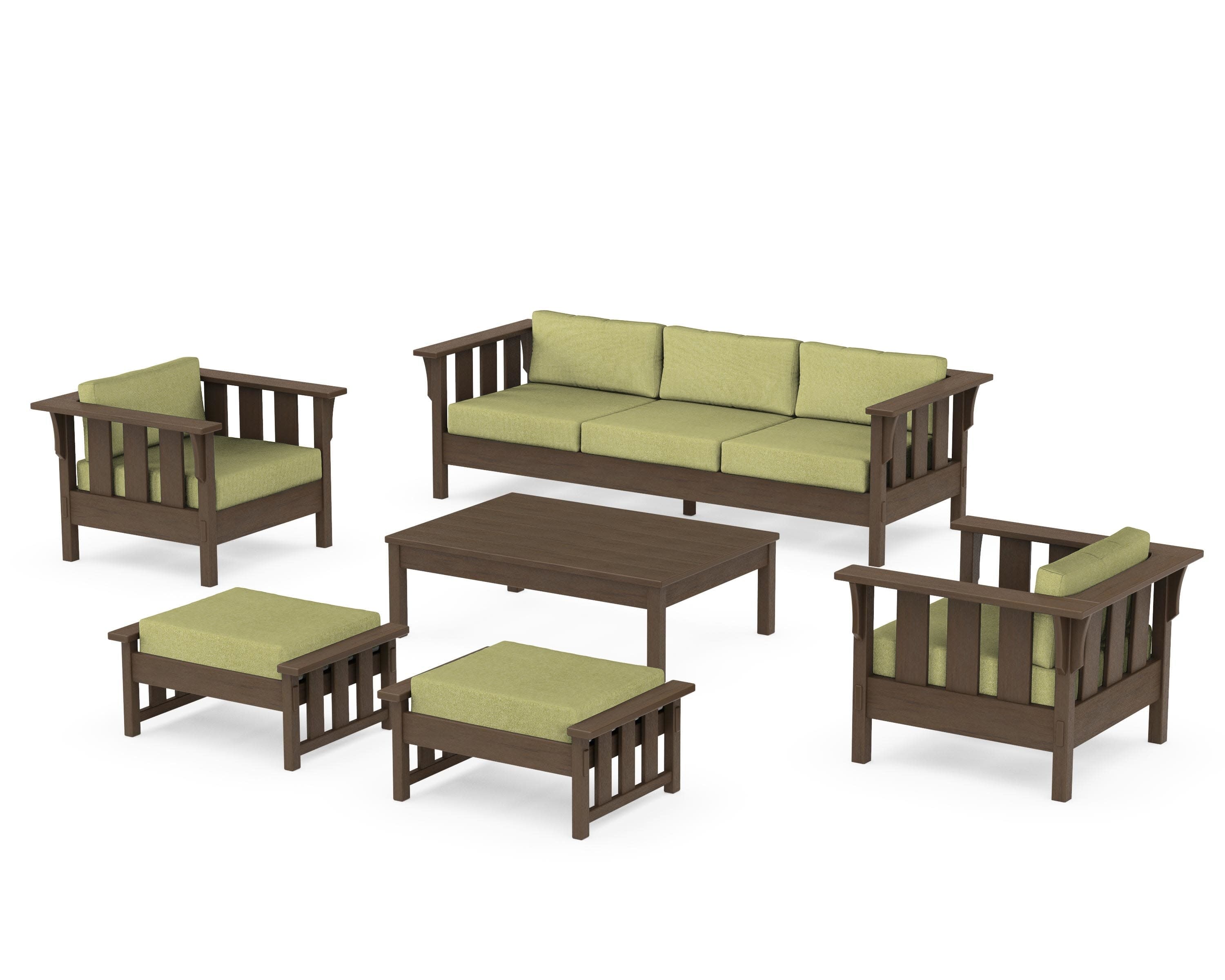 Acadia 6-Piece Lounge Sofa Set in Kona / Chartreuse Boucle