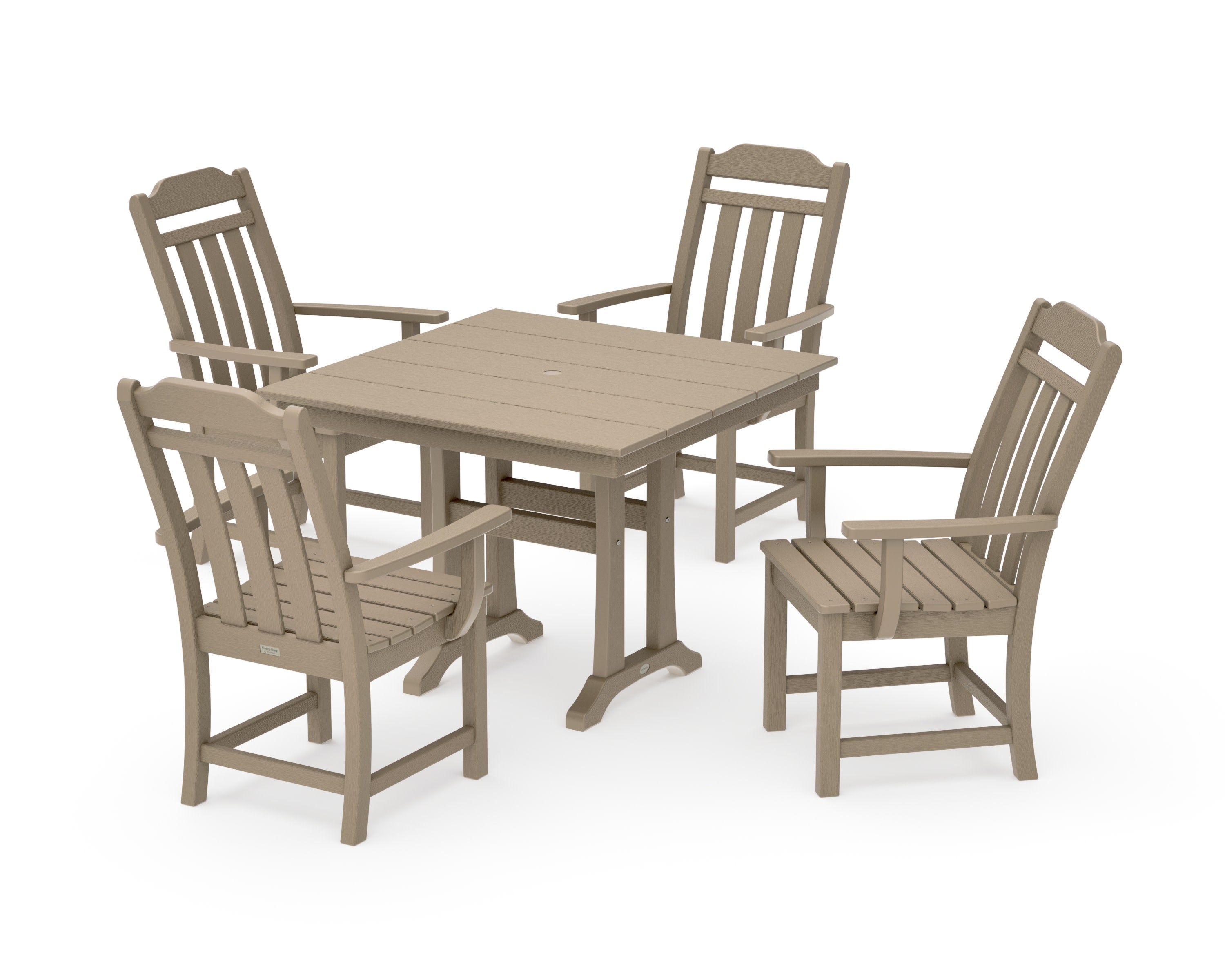 Cottage 5-Piece Farmhouse Dining Set with Trestle Legs in Vintage Sahara