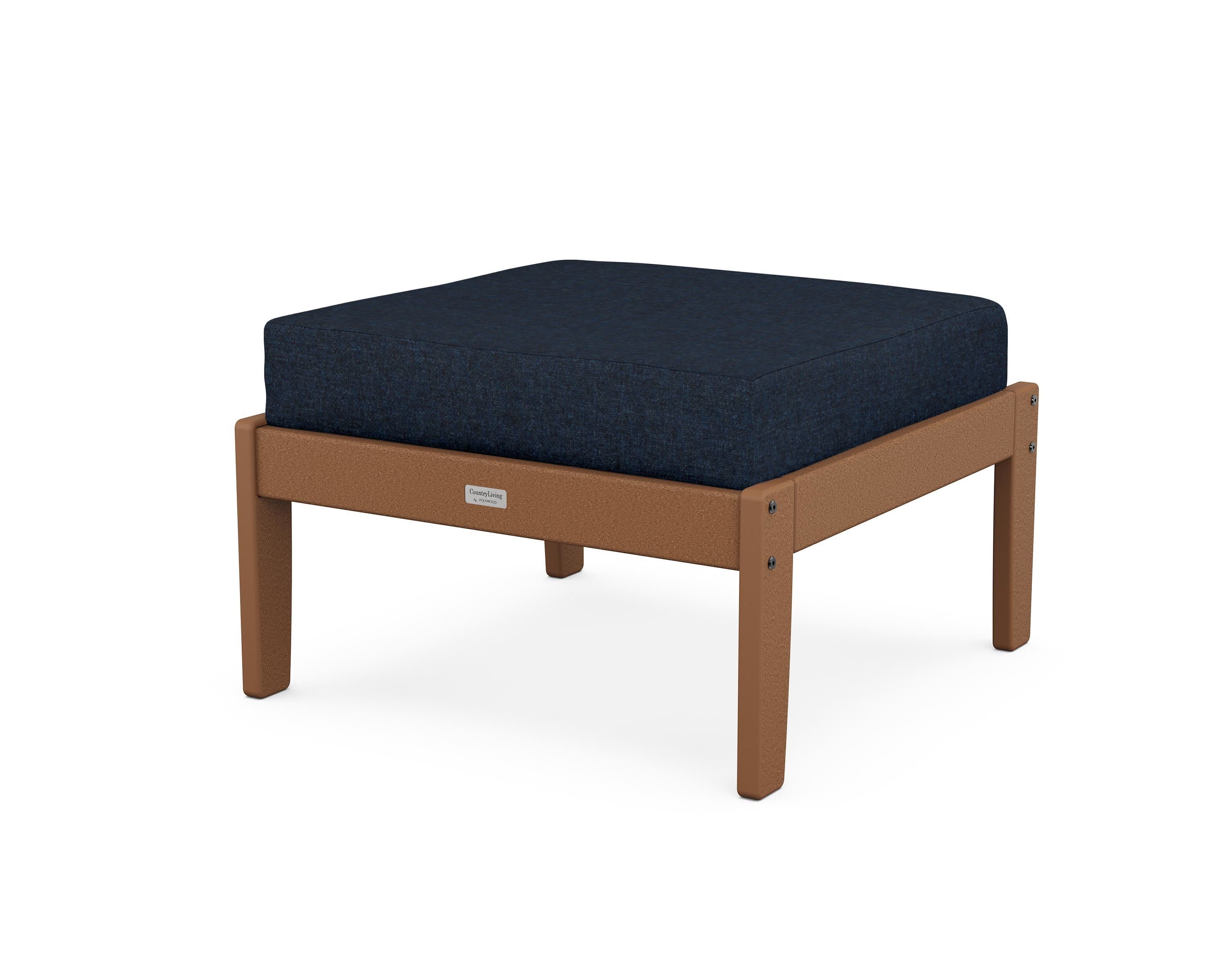Cottage Deep Seating Ottoman in Teak / Marine Indigo