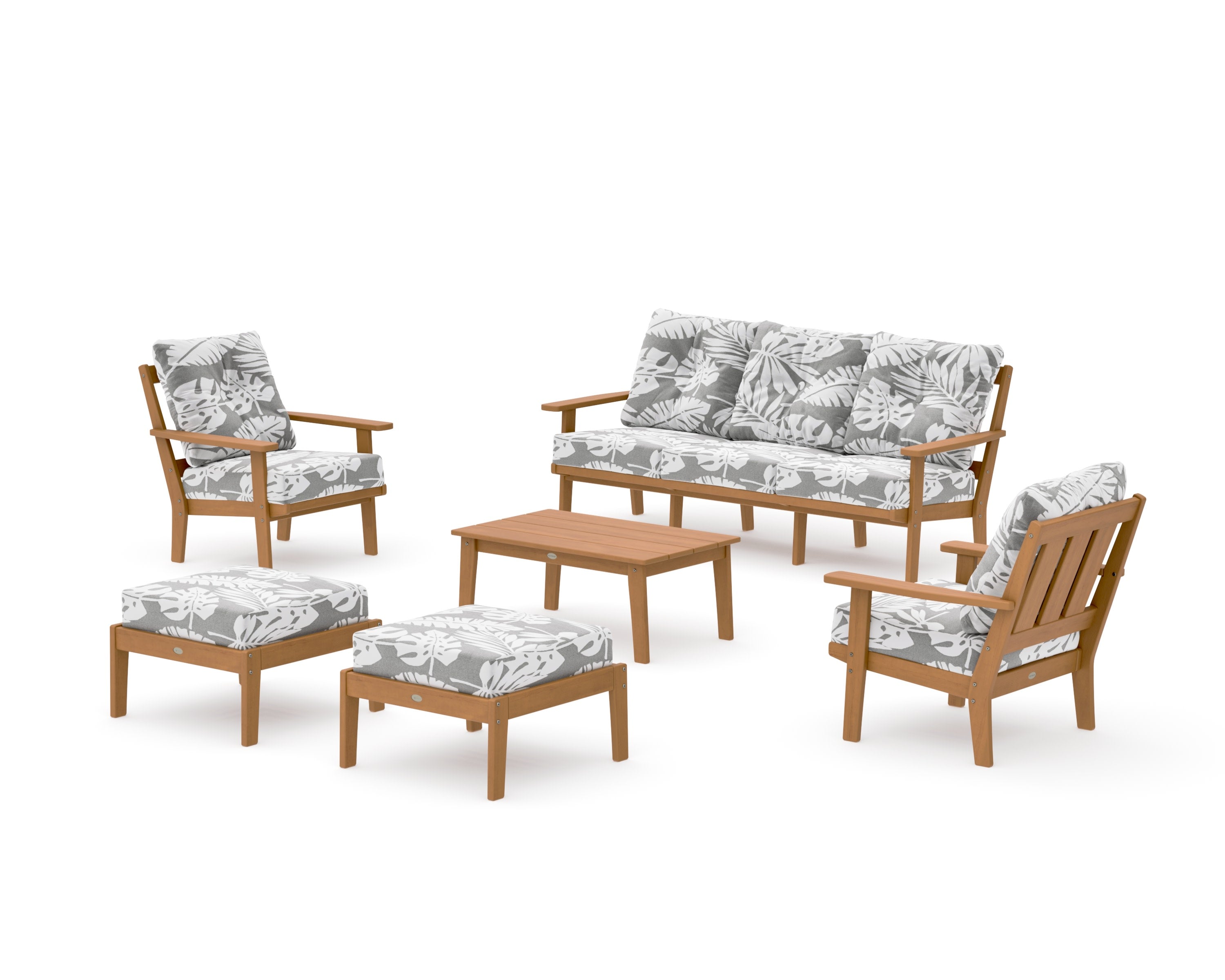 Oxford 6-Piece Lounge Sofa Set in Natural / Leaf Grey Mist