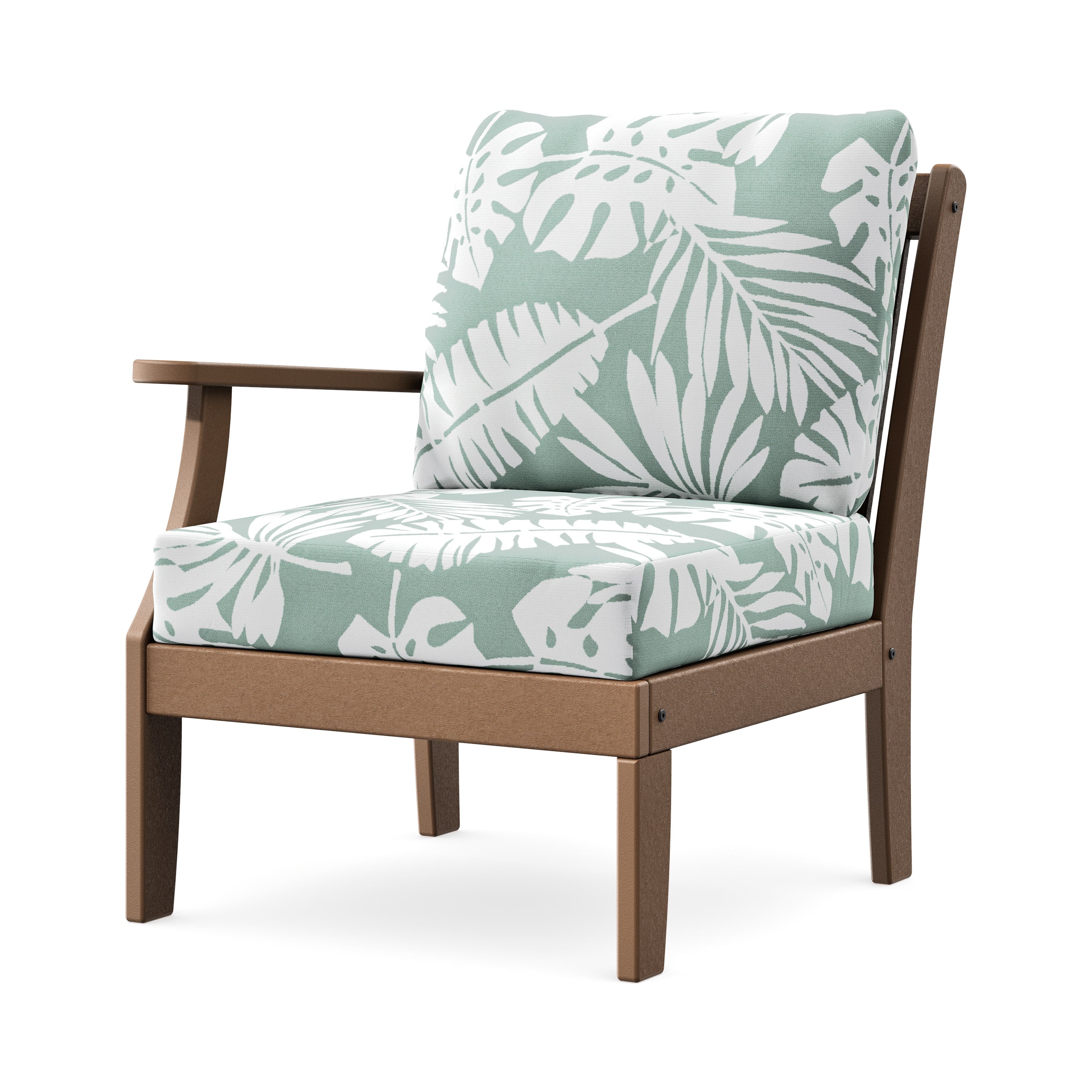 Braxton Modular Left Arm Chair in Teak / Leaf Glacier Spa