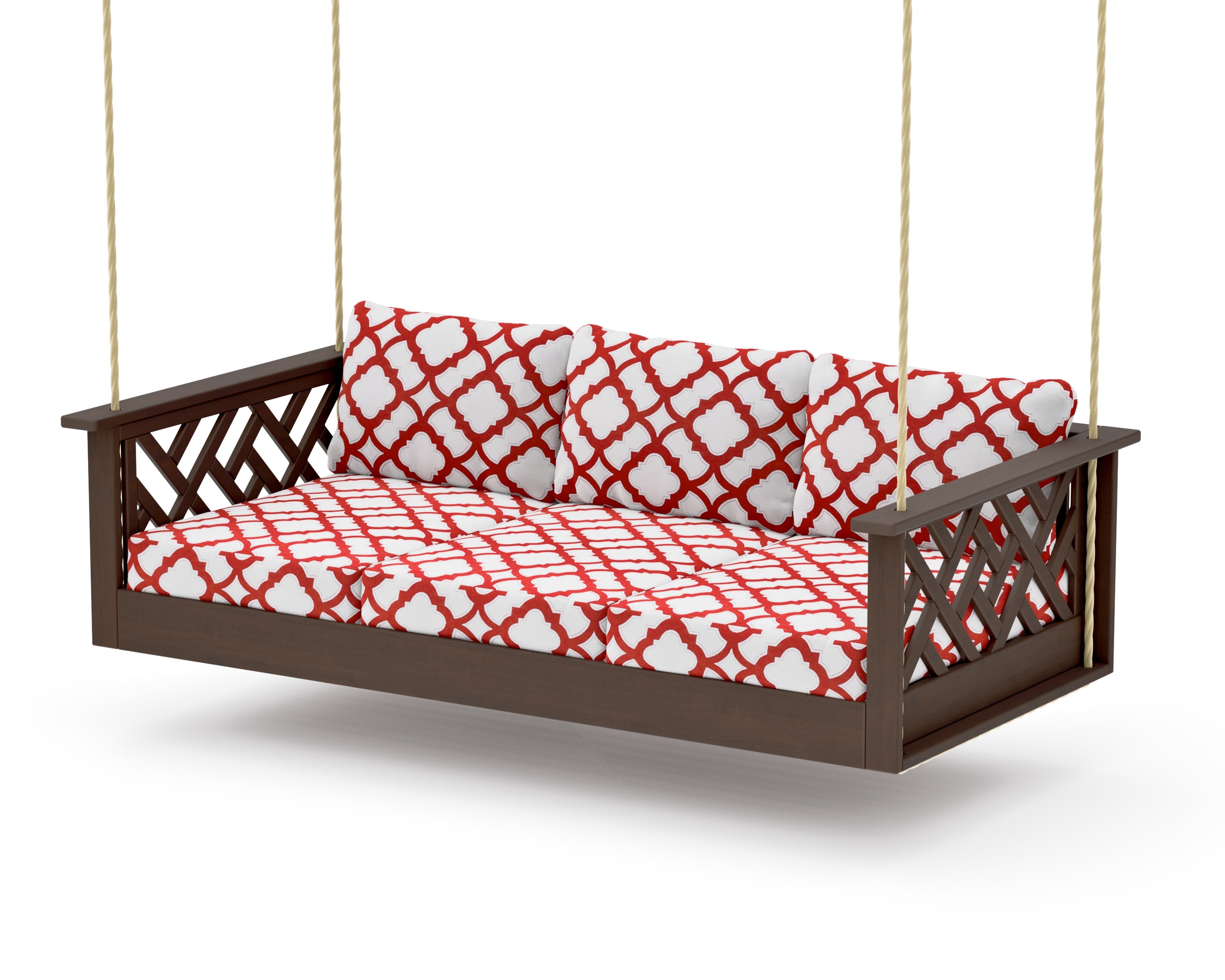 Chippendale Daybed Swing in Kona / Trellis Crimson
