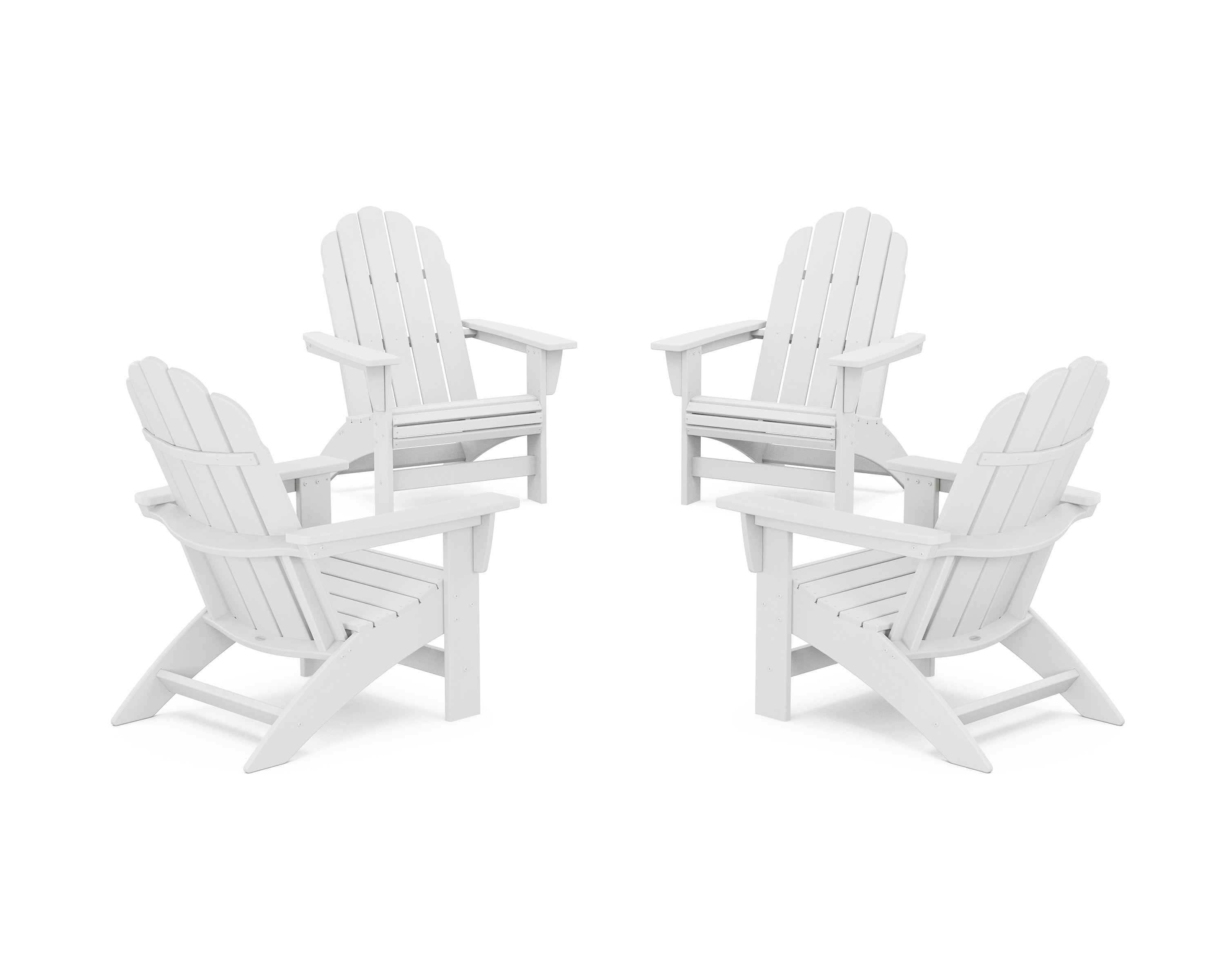 4-Piece Vineyard Grand Adirondack Chair Conversation Set in White