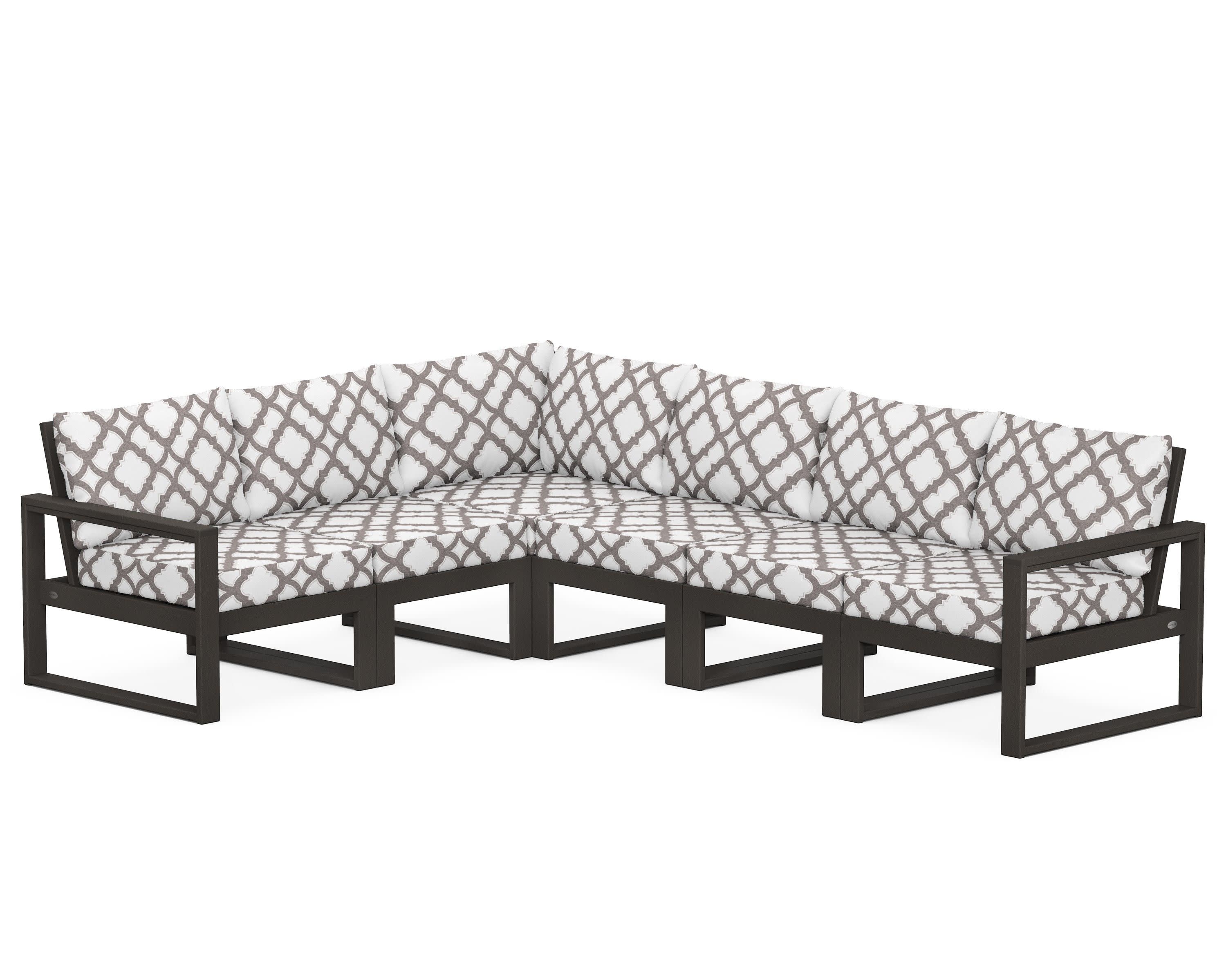 EDGE 6-Piece Modular Deep Seating Set in Vintage Coffee / Trellis Grey Mist