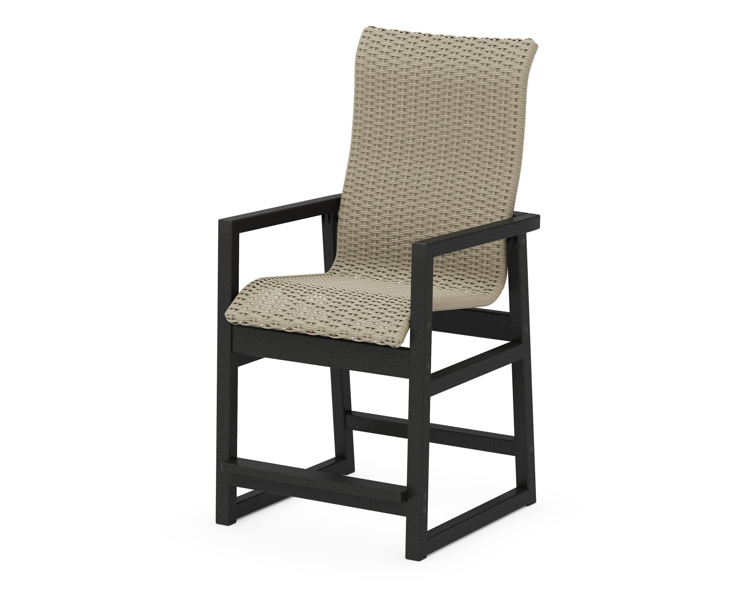 EDGE Woven High-Back Counter Arm Chair in Black / Dune Grass