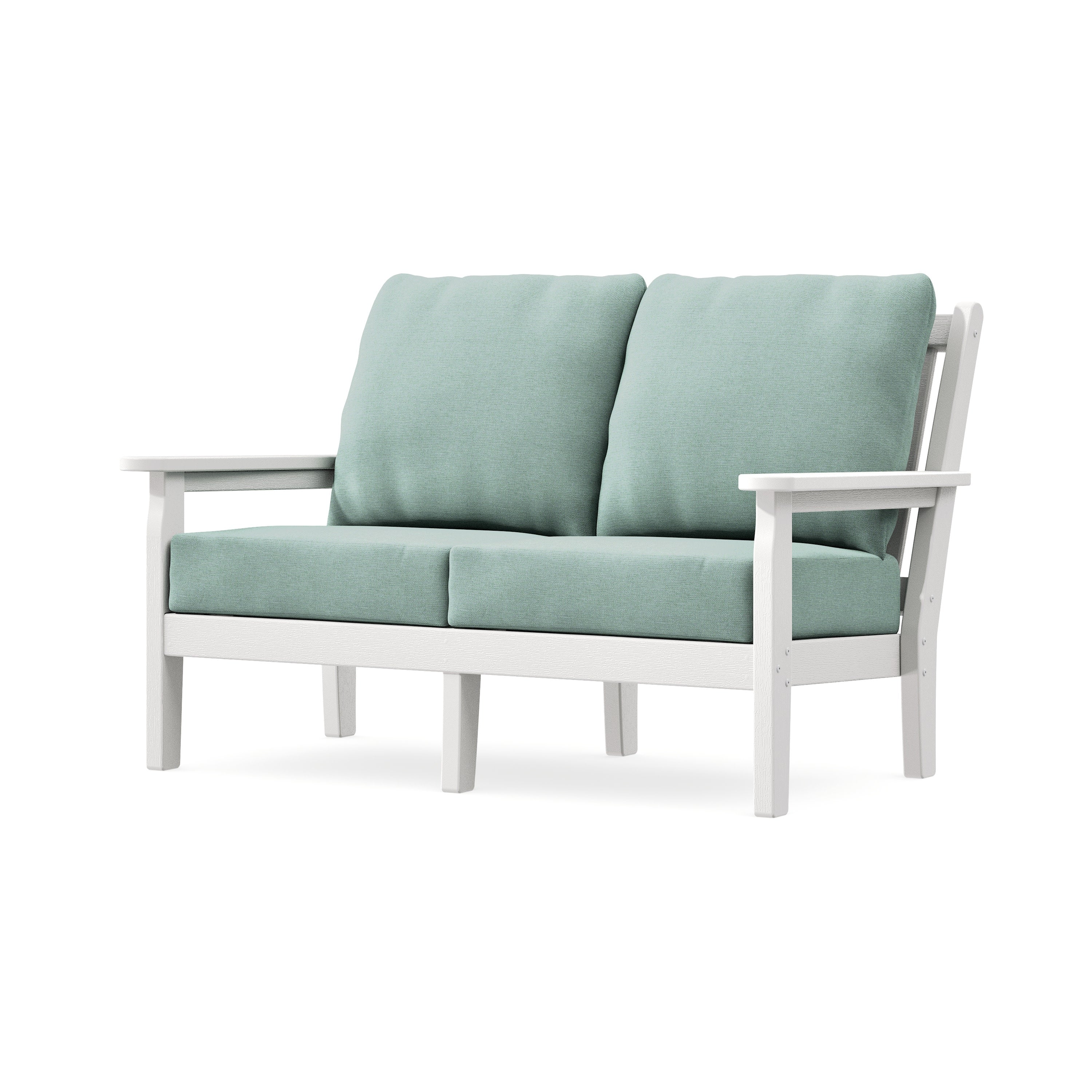 Chippendale Deep Seating Loveseat in Vintage White / Glacier Spa