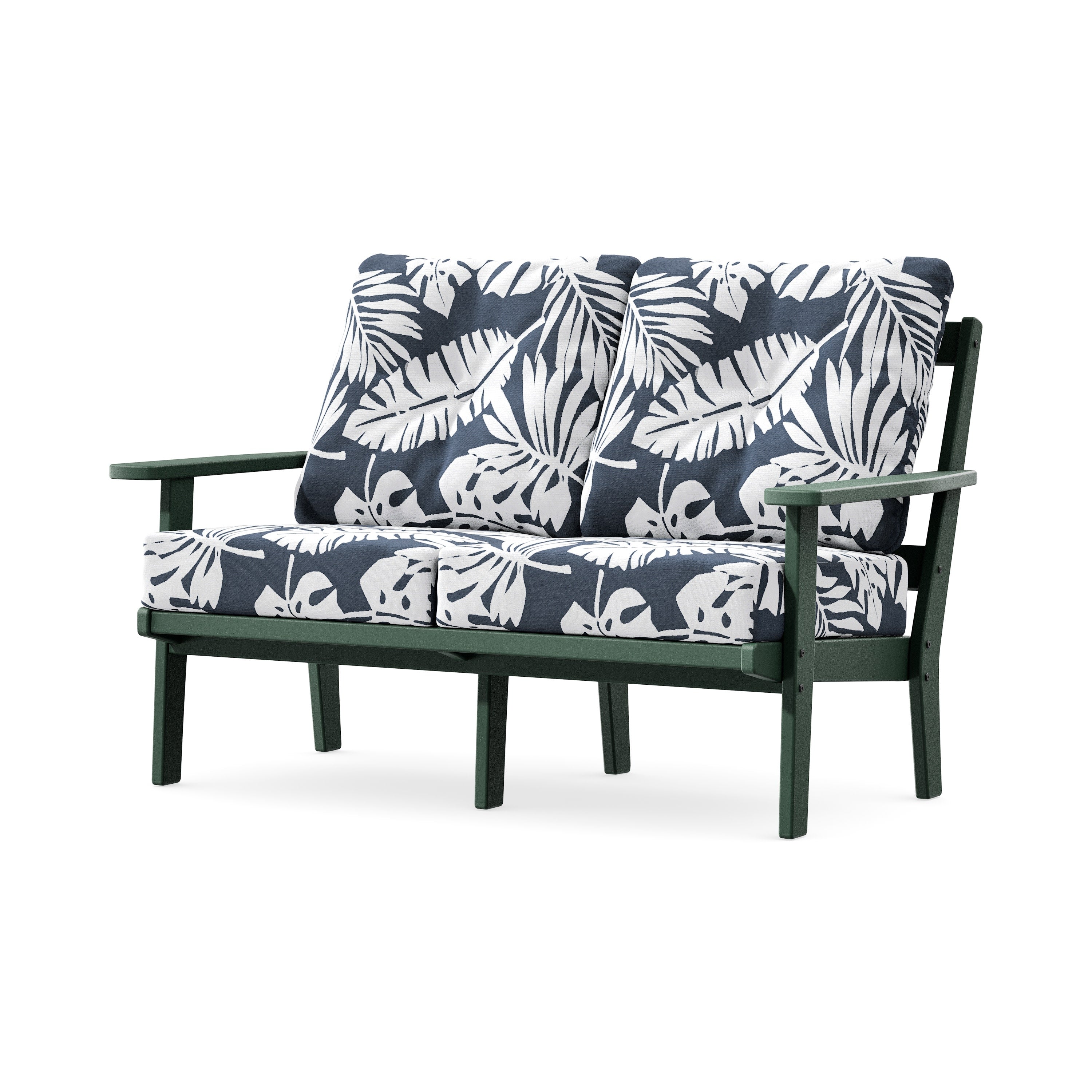Prairie Deep SeatingLoveseat in Green / Leaf Marine Indigo
