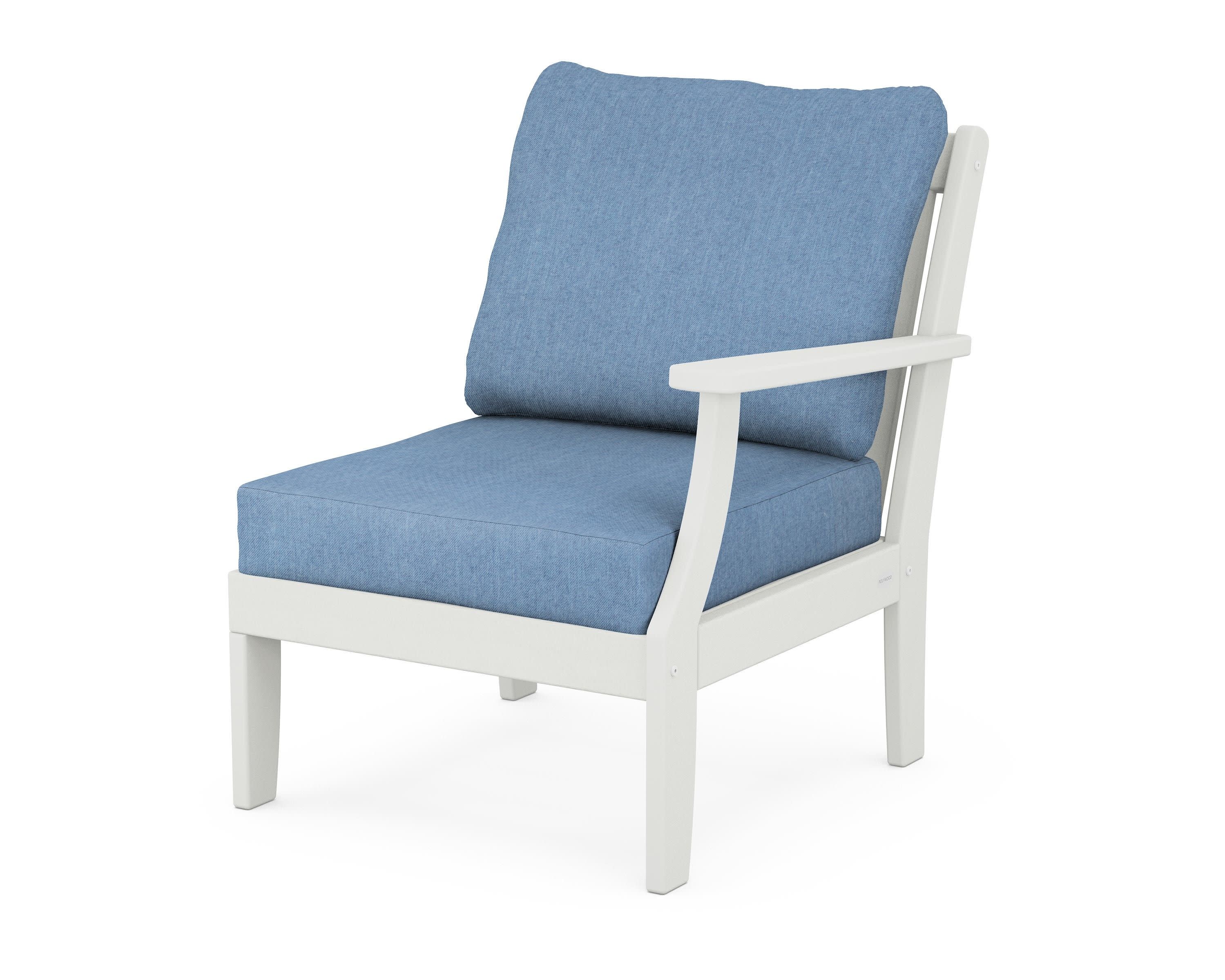 Braxton Modular Right Arm Chair in Vintage White / Sky Blue