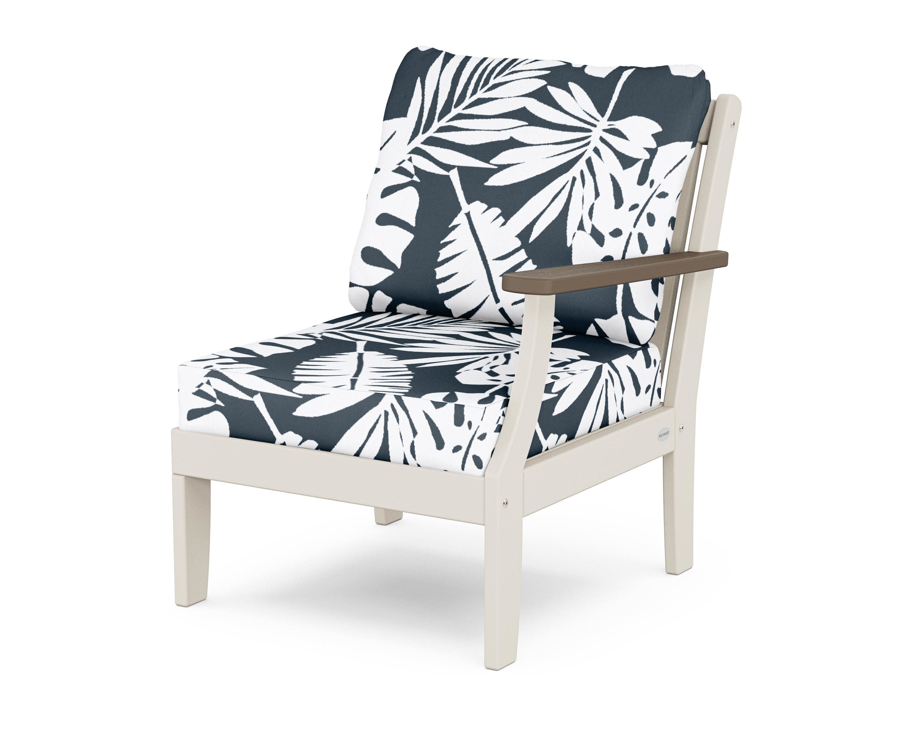 Braxton Modular Right Arm Chair in Sand / Kona / Leaf Marine Indigo