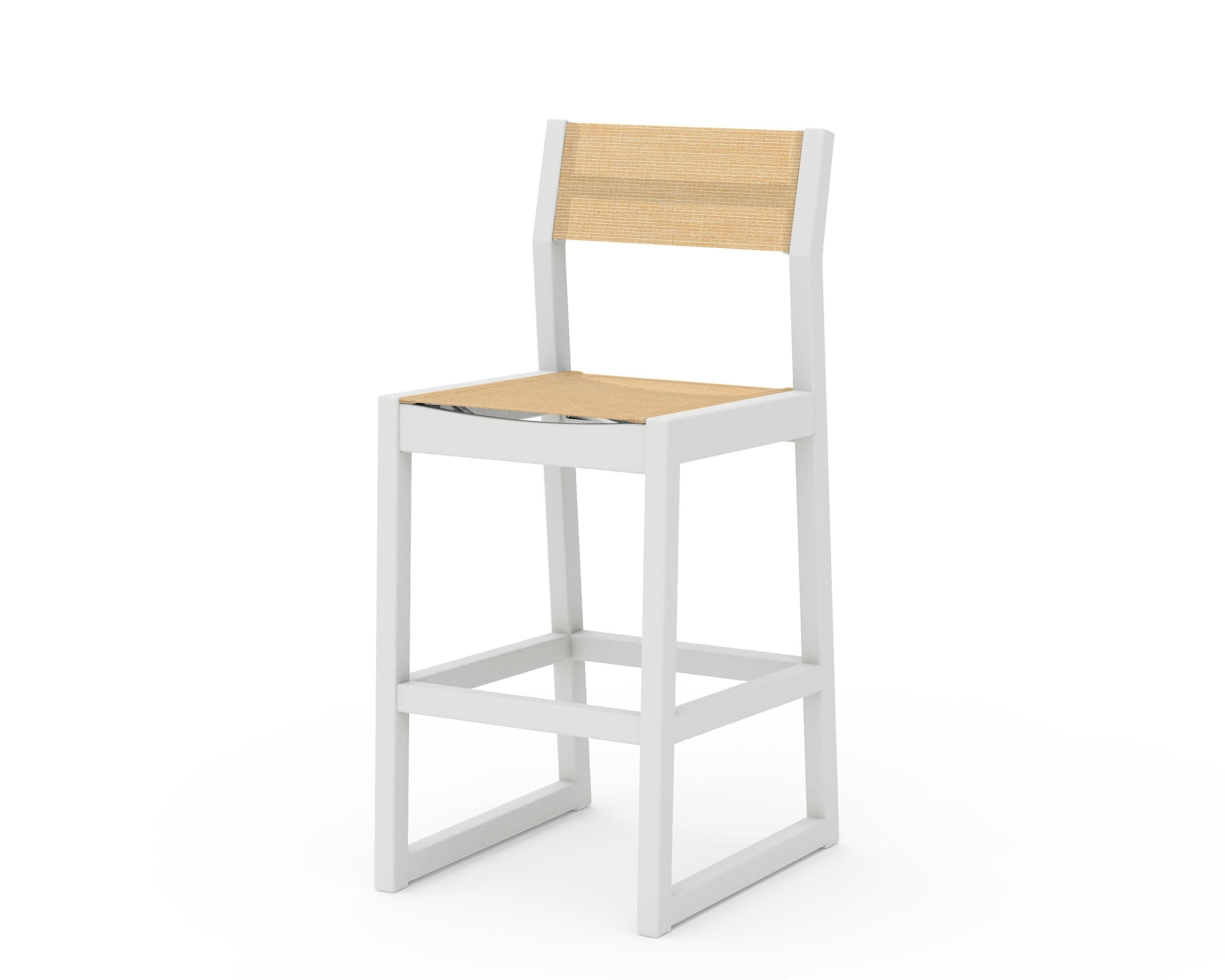 EDGE Sling Bar Side Chair in Vintage White / Dupioni Apricot Sling