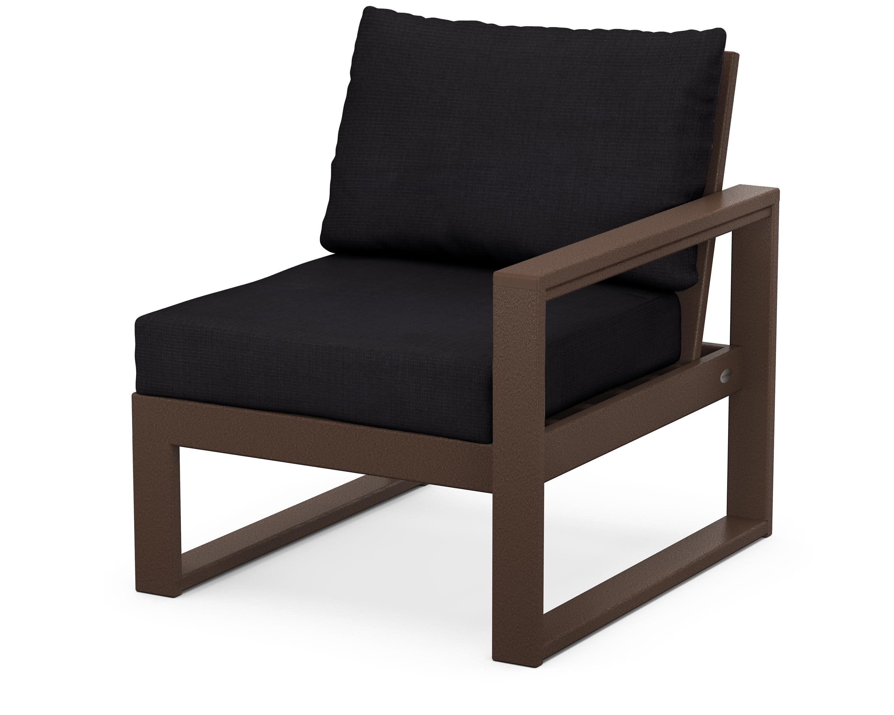 EDGE Modular Right Arm Chair in Mahogany / Midnight Linen