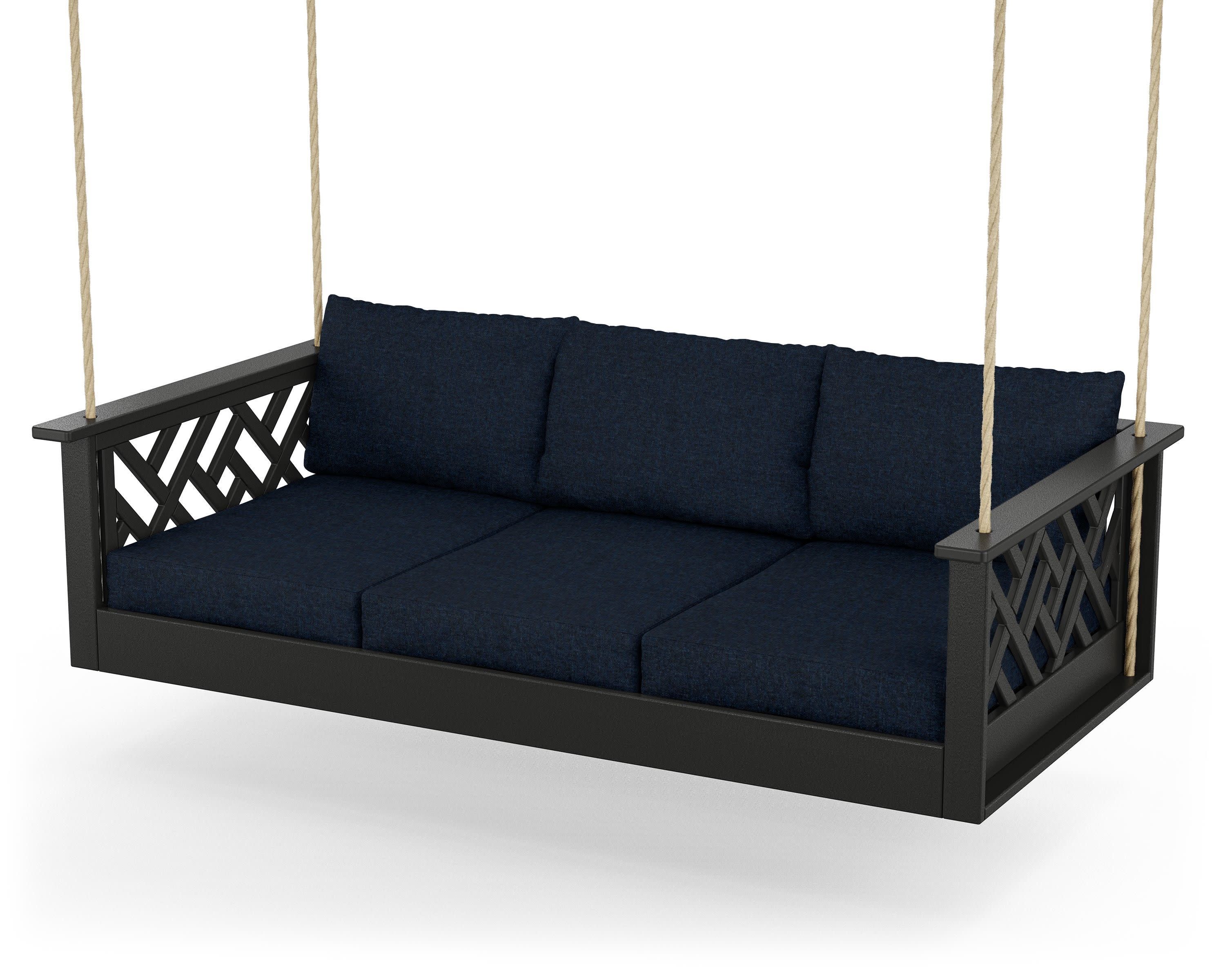 Chippendale Daybed Swing in Black / Marine Indigo