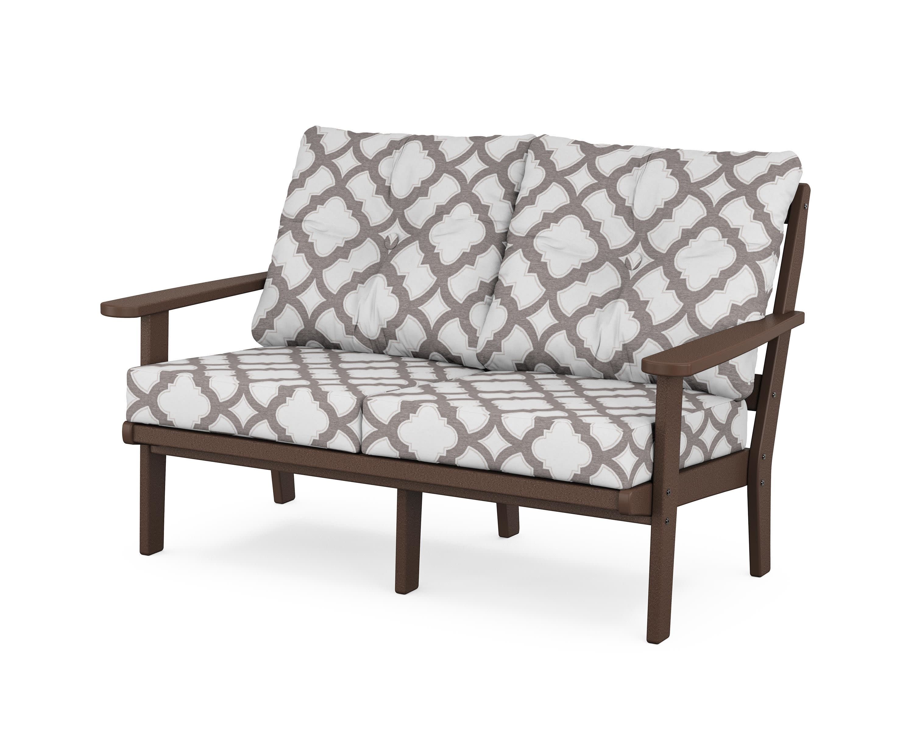 Mission Deep SeatingLoveseat in Mahogany / Trellis Grey Mist