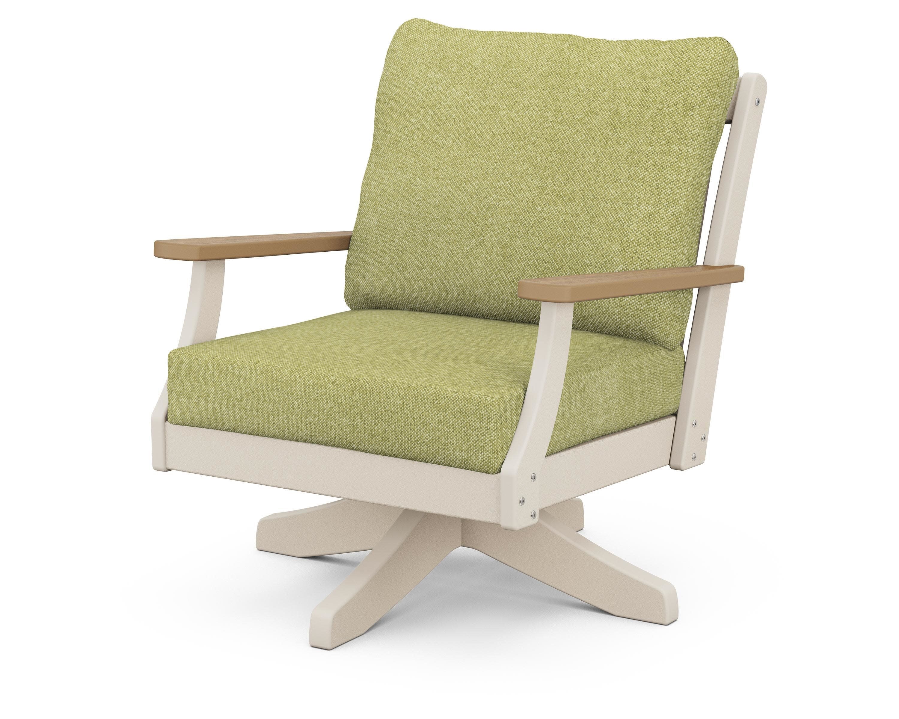 Braxton Deep Seating Swivel Chair in Sand / Natural / Chartreuse Boucle