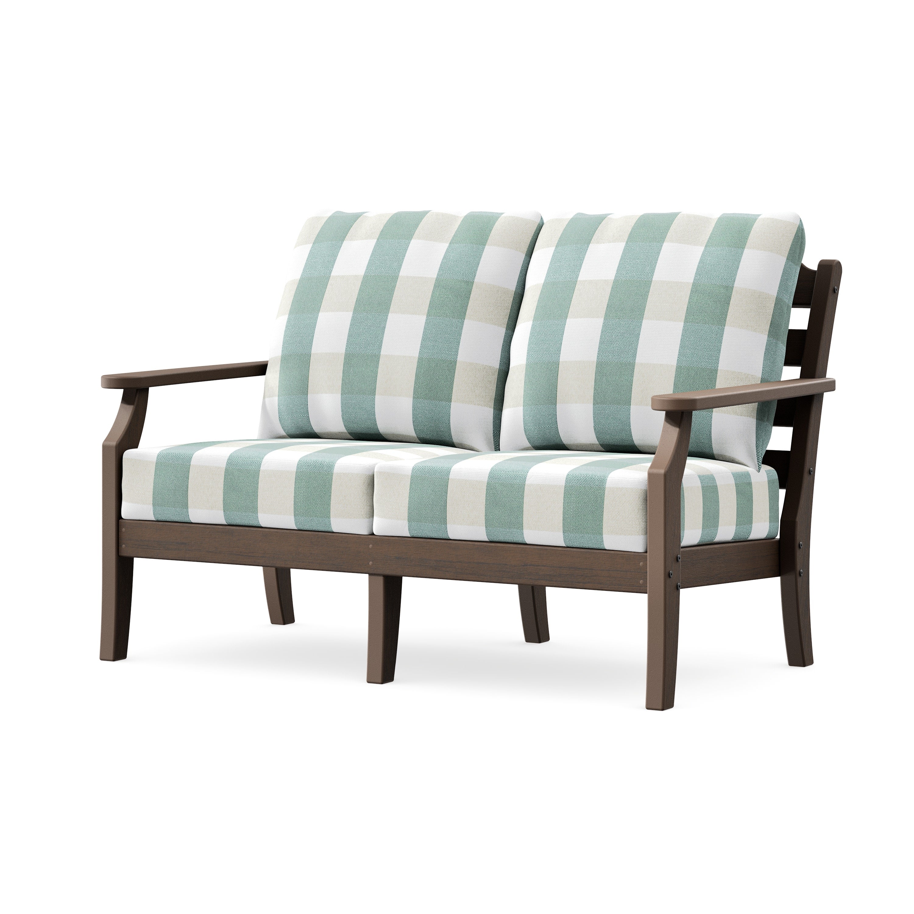 Savannah Deep Seating Loveseat in Kona / Buffalo Plaid Glacier Spa