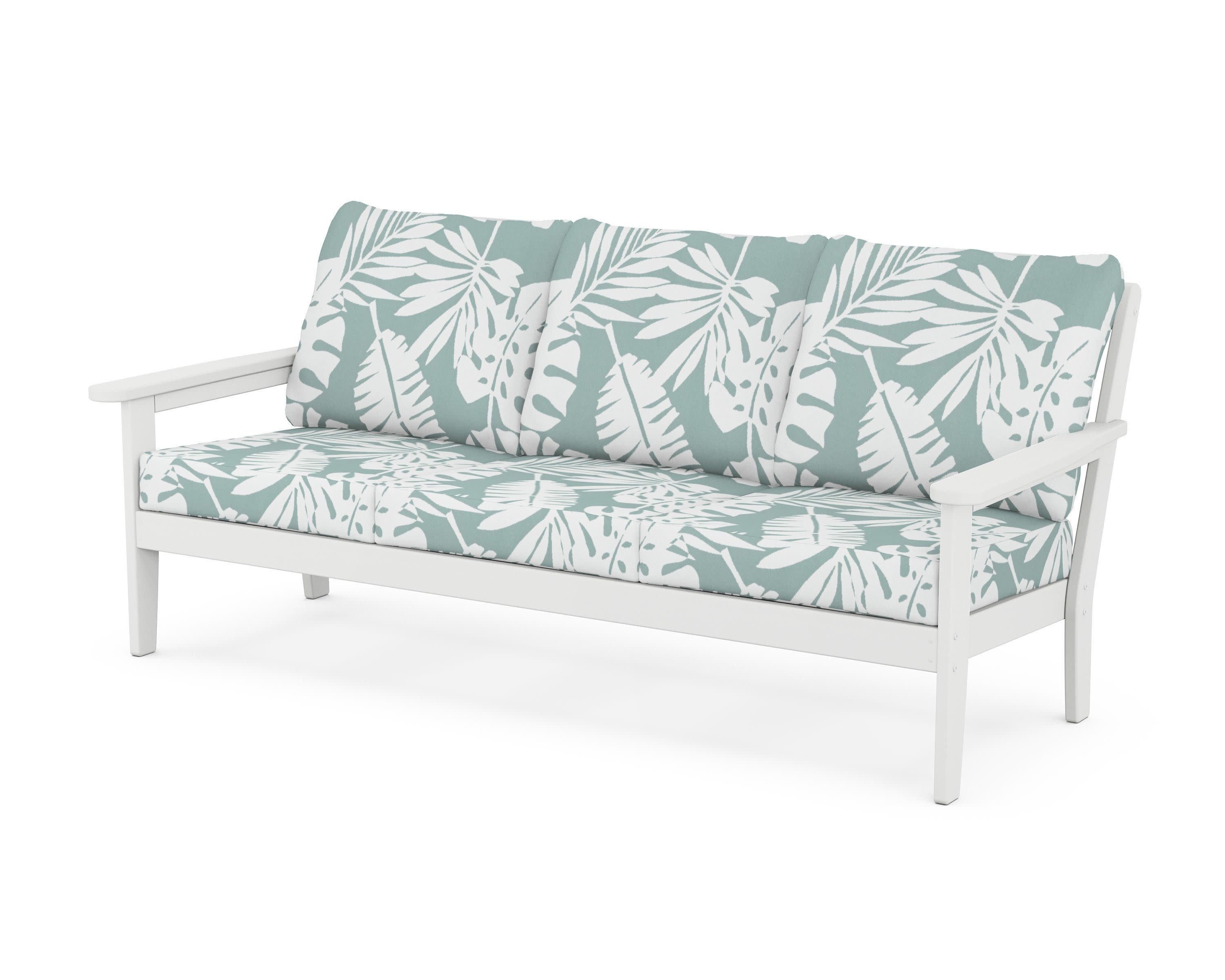 Cottage Deep Seating Sofa in White / Leaf Glacier Spa